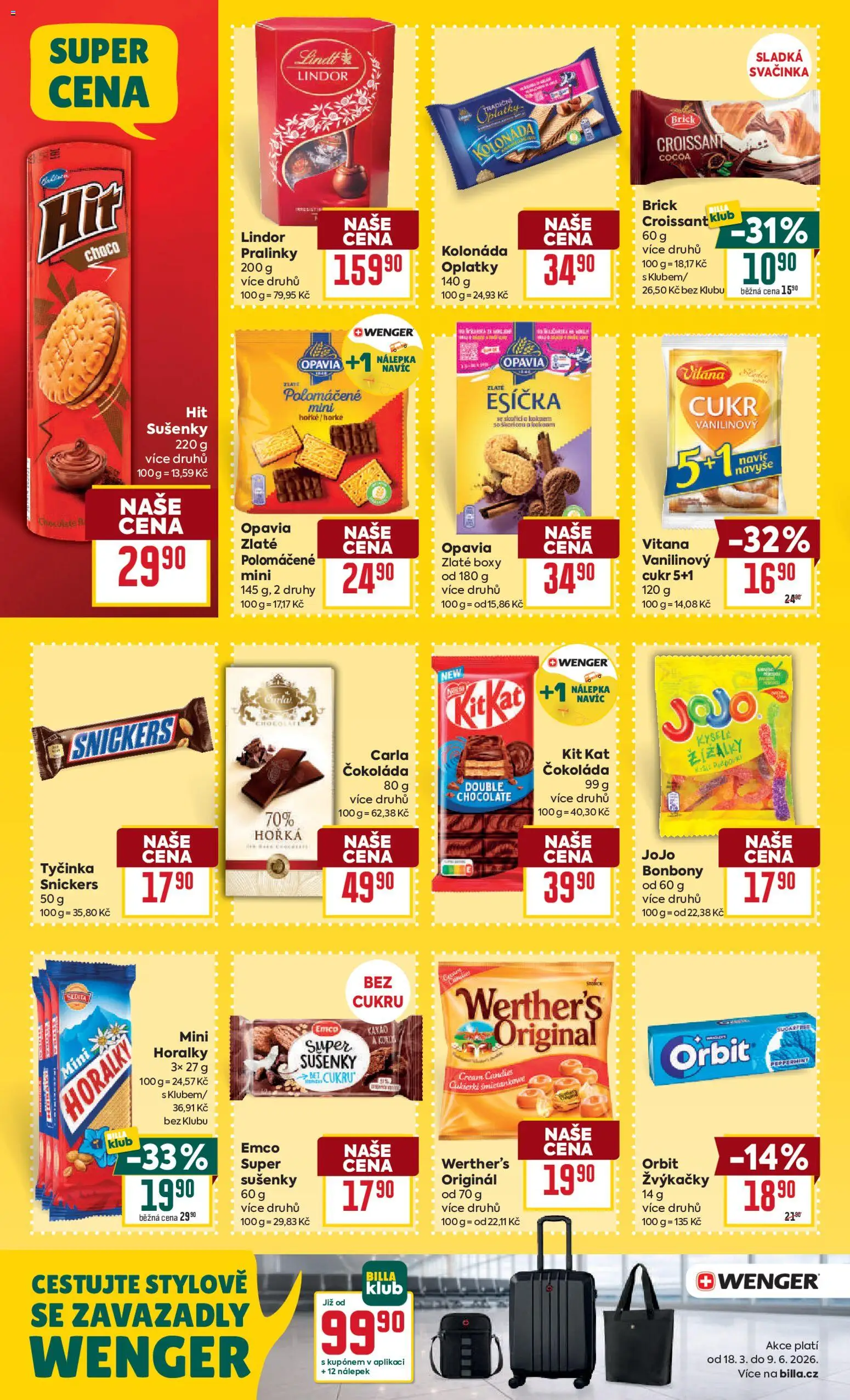 Billa Velký leták od 15.04.2026 | Strana: 18 | Produkty: Čokoláda, Horalky, Esíčka, Sušenky