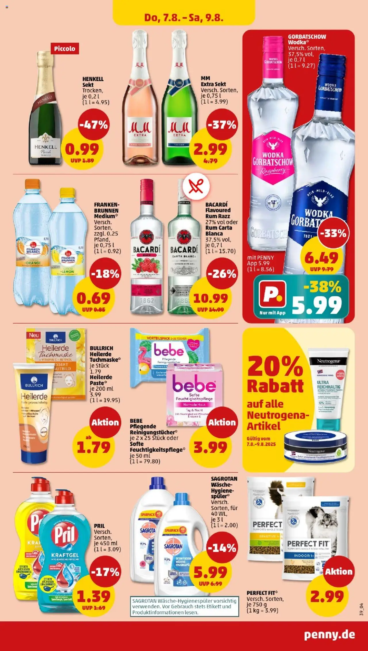 Penny - Bayern - gültig ab dem 04.08.2025 | Seite: 39 | Produkte: Sekt, Reinigungstücher, Pril, Wodka