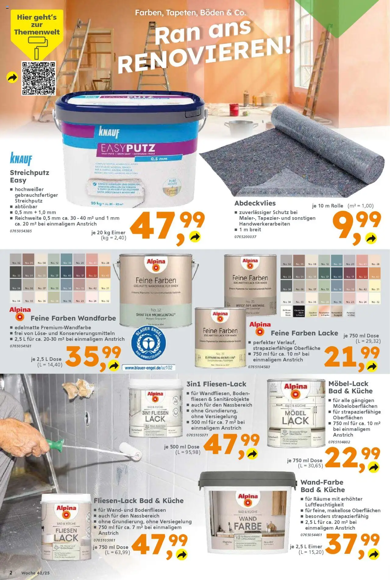 Globus Baumarkt Prospekt 	 – gültig ab 13.10.2025 | Seite: 2 | Produkte: Bad, Küche, Wandfarbe