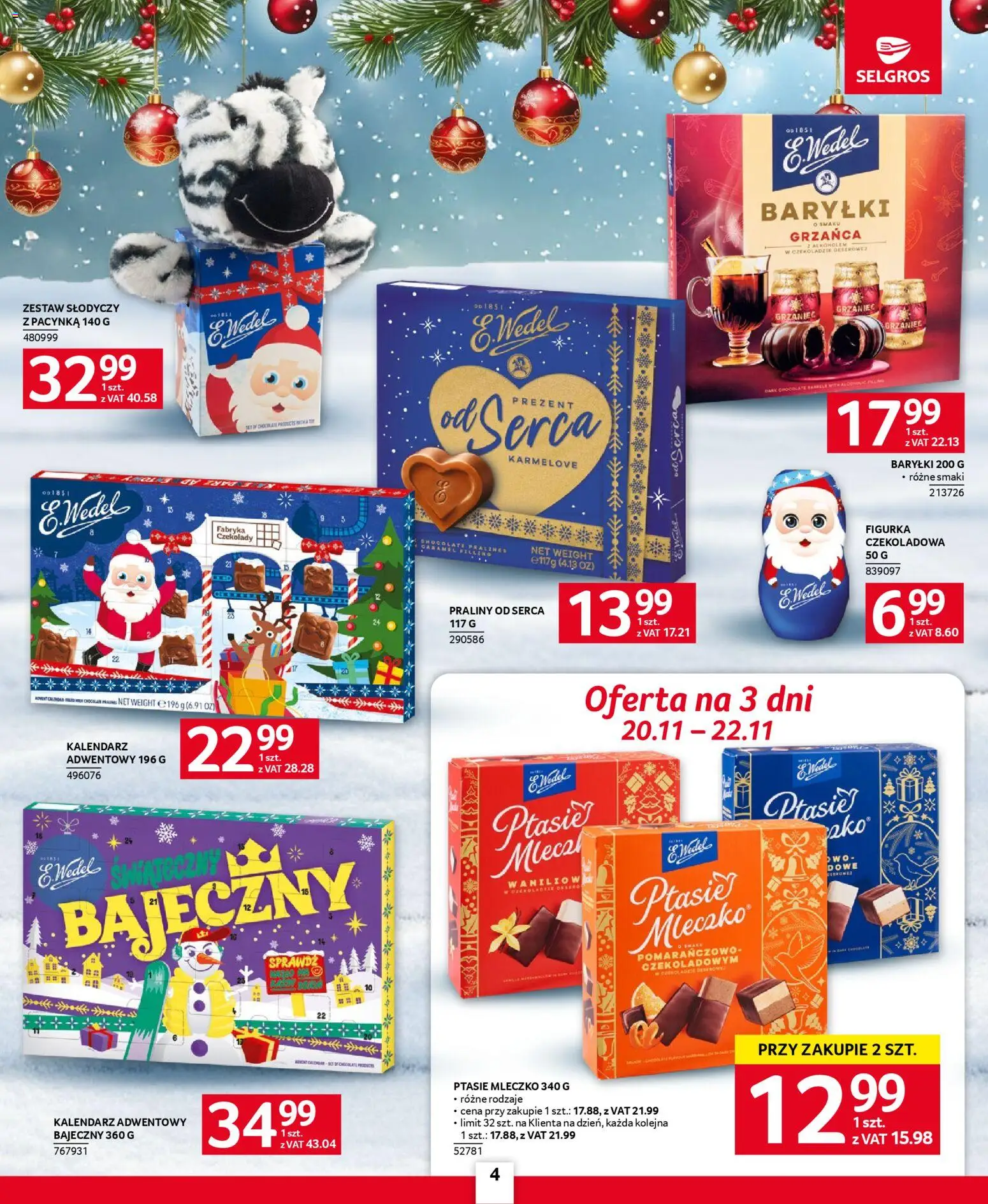 Selgros cash&carry Gazetka - Prezenty od 20.11.2025 | Strona: 4 | Produkty: Czekolady, Czekoladowa, Kalendarz, Ptasie mleczko