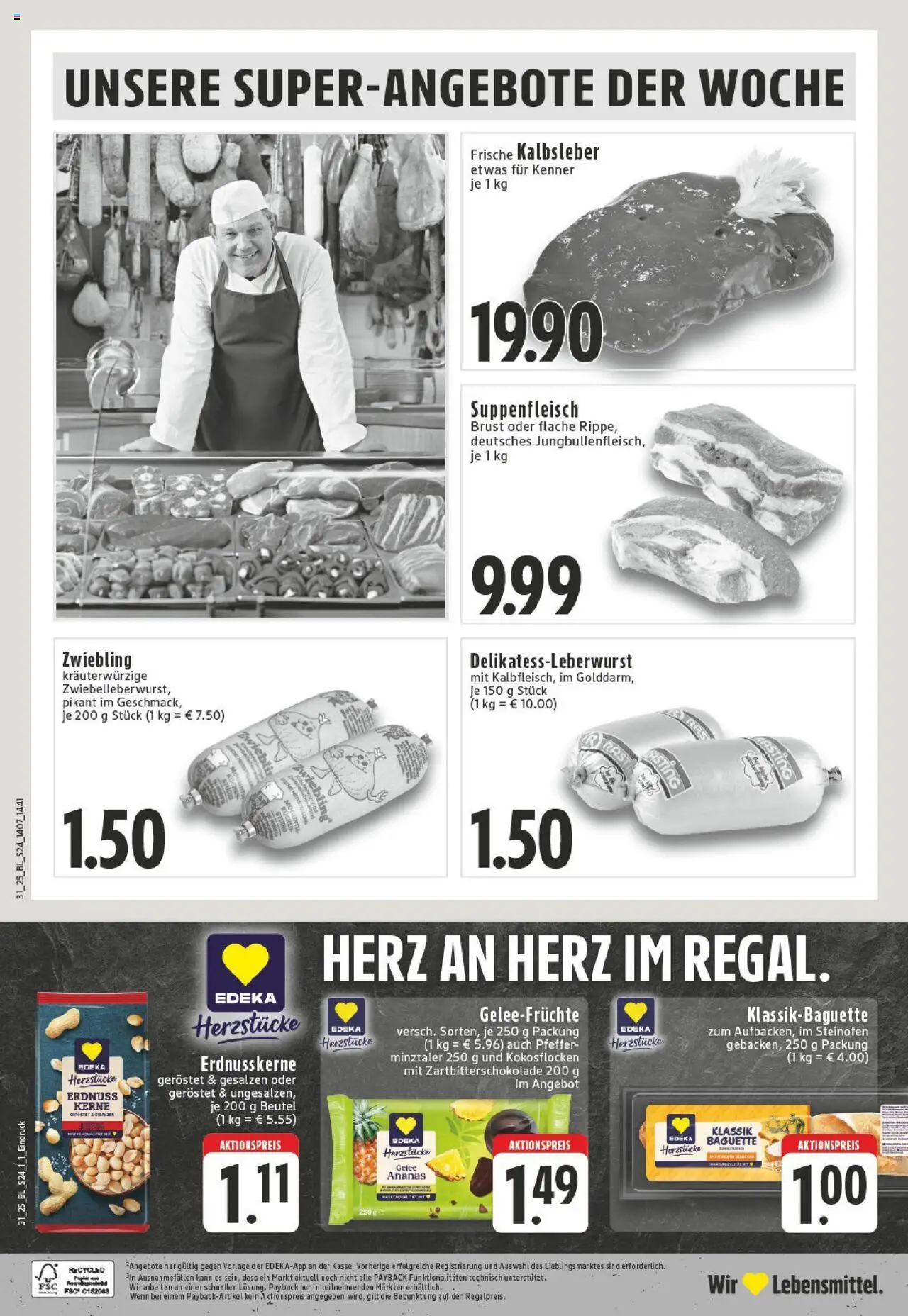 Edeka prospekt Greven	 - gültig ab dem 27.07.2025 | Seite: 24 | Produkte: Baguette, Ananas, Kalbsleber, Suppenfleisch