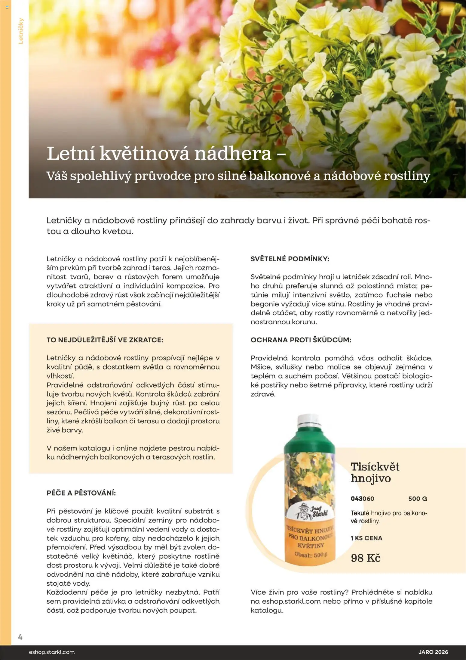 Starkl katalog Jaro 2026 od 25.02.2026 | Strana: 4 | Produkty: Substrát, Rostliny, Květiny, Hnojivo