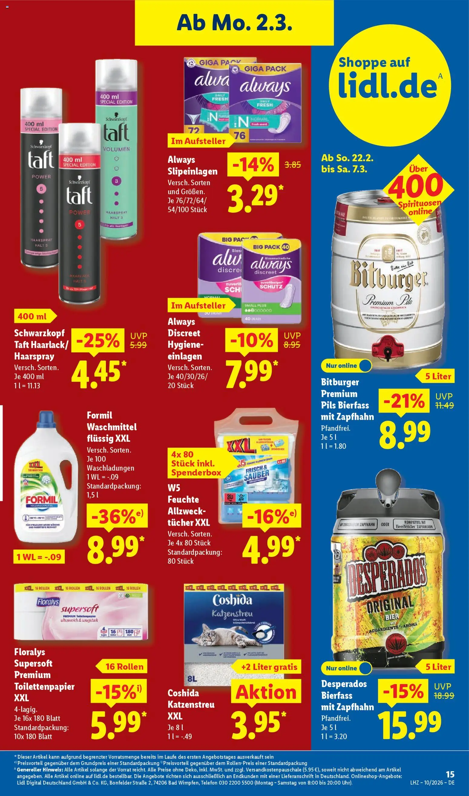 Lidl Prospekt Marne – gültig ab 02.03.2026 | Seite: 29 | Produkte: Bad, Pils, Haarspray, Desperados