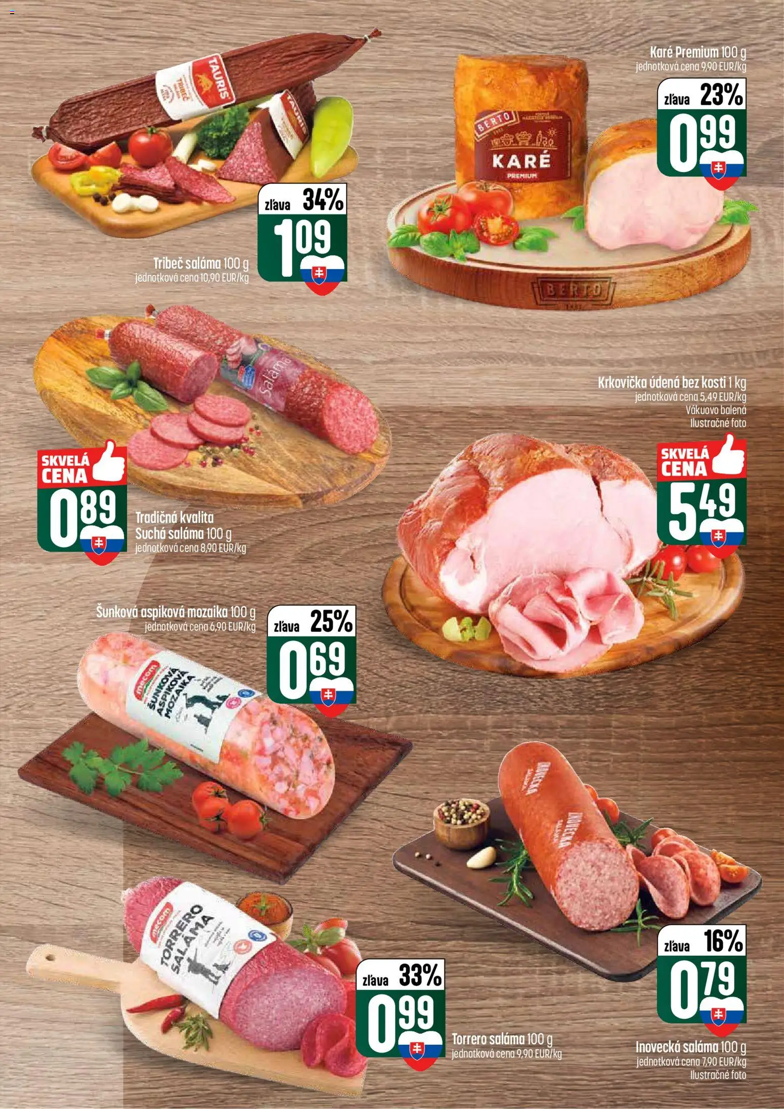 Nové COOP Jednota akcie – leták je platný od 05.03.2026 | Strana: 13 | Produkty: Saláma, Krkovička