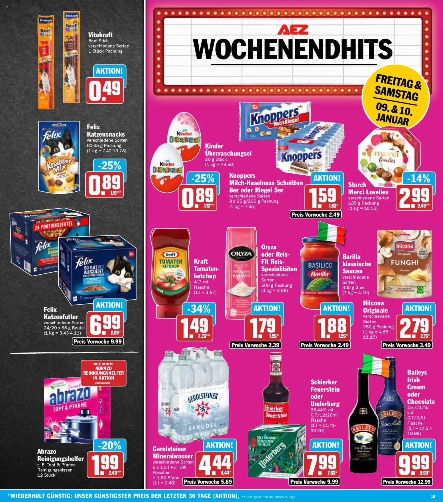 AEZ Prospekt 	 – gültig ab 05.01.2026 | Seite: 15 | Produkte: Merci, Barilla, Mineralwasser, Reis