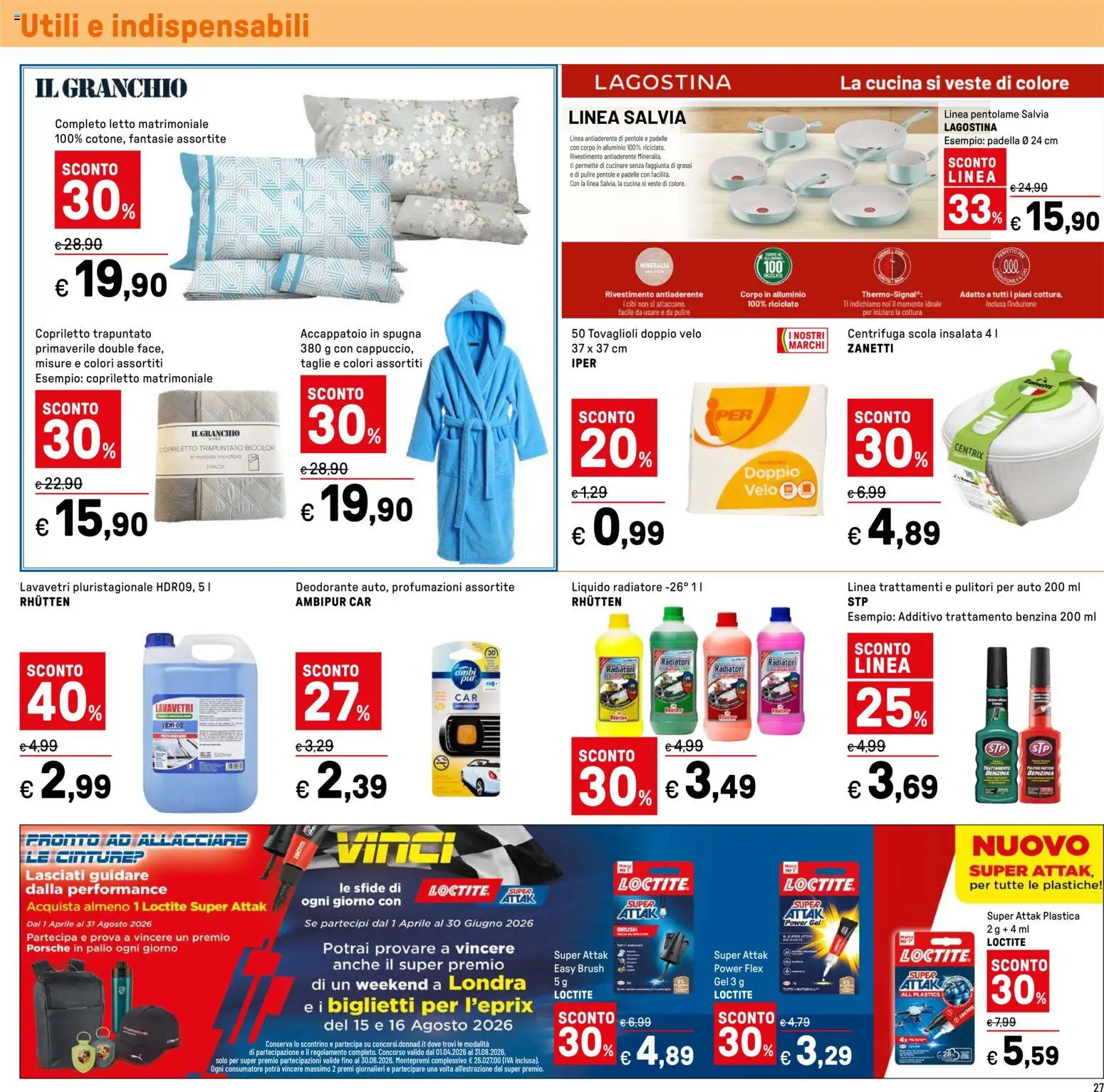 Volantino Iper del 24.04.2026 | Pagina: 27 | Prodotti: Centrifuga, Letto matrimoniale, Padella, Letto