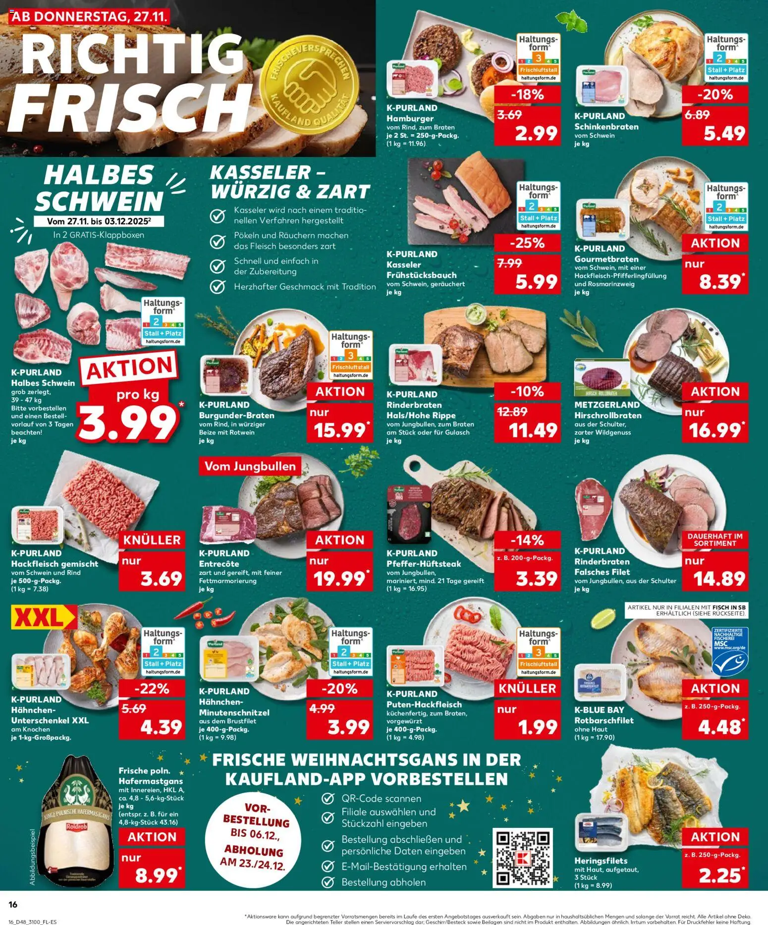 Kaufland prospekt Leipzig	 – gültig ab 27.11.2025 | Seite: 16 | Produkte: Rinderbraten, Entrecote, Fisch, Fleisch