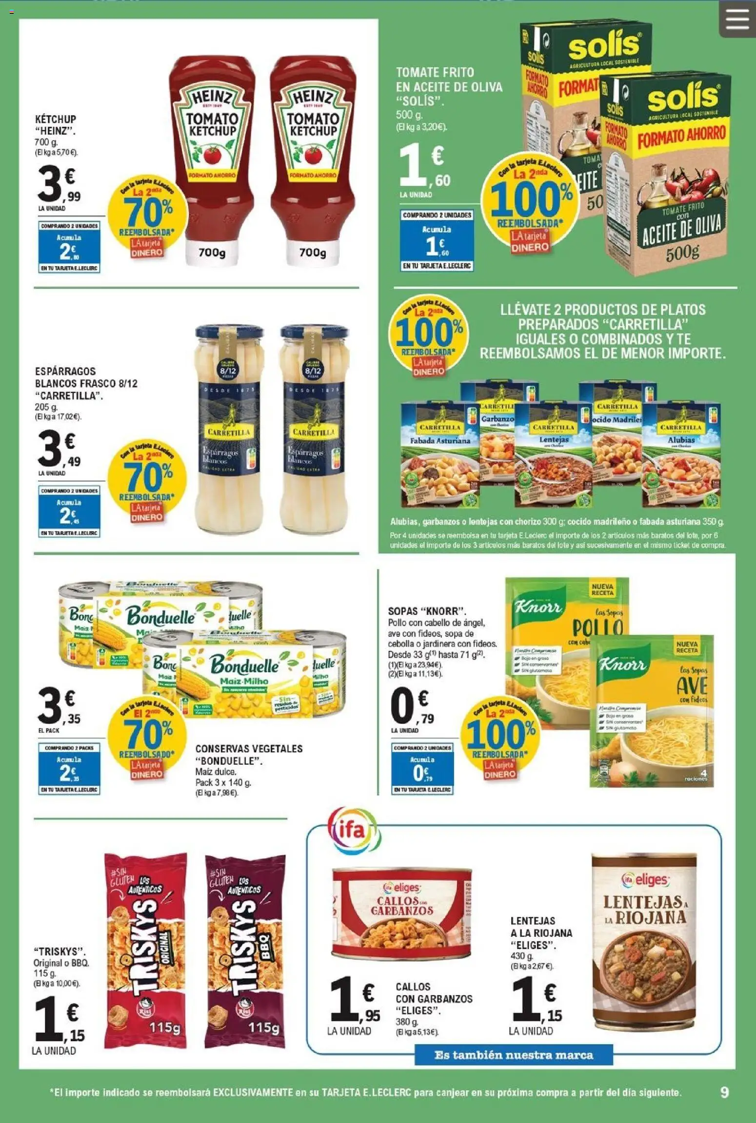 E.Leclerc folleto │ válido desde el 11.03.2026 | Página: 9 | Productos: Fideos, Νερό καρύδας, Aceite de oliva, Παγωμένο τσάι