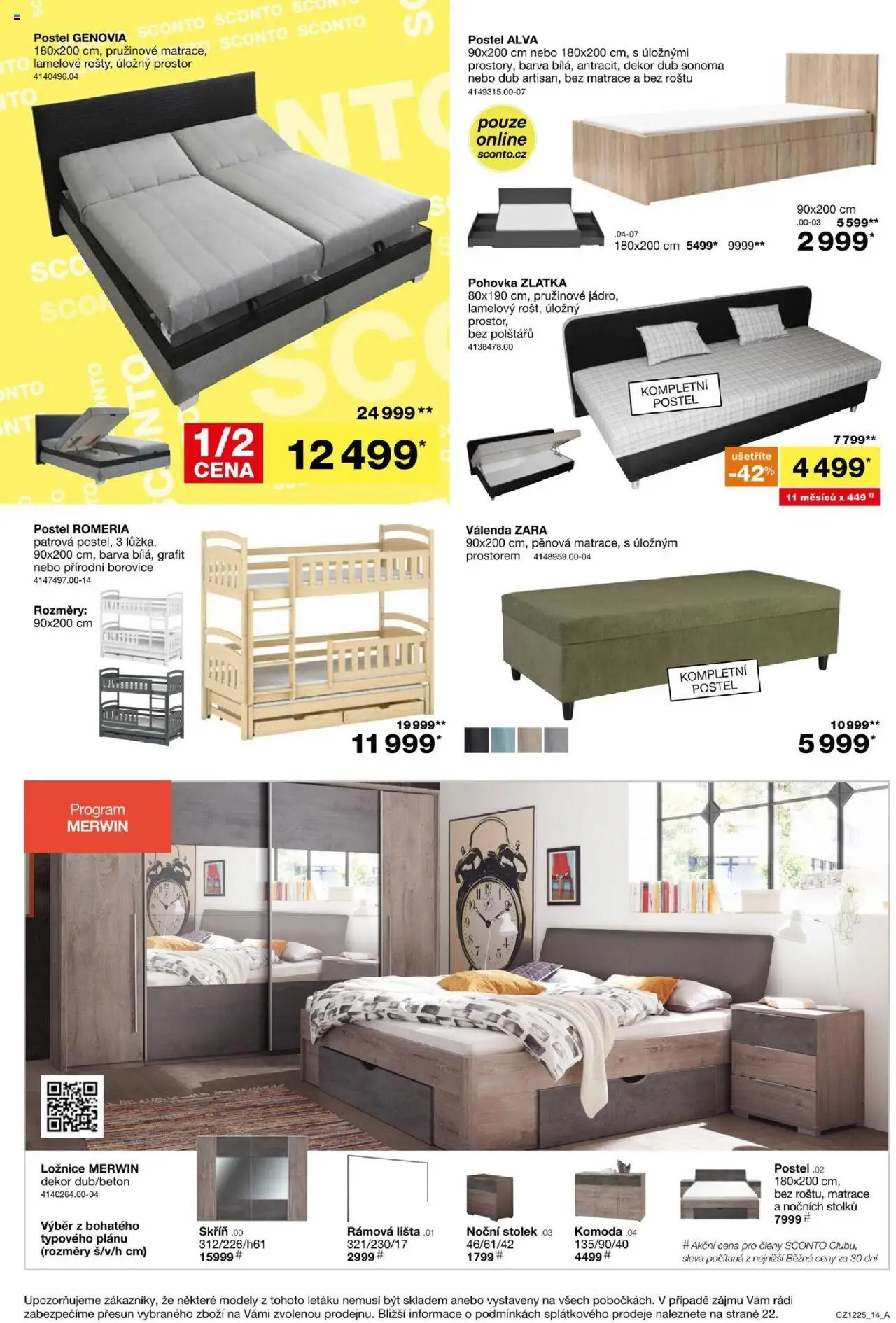 Sconto nábytek leták od 24.09.2025 | Strana: 14 | Produkty: Postel, Noční stolek, Stolek, Skříň