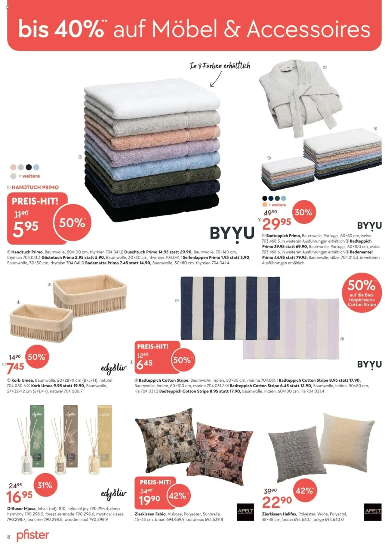 Pfister Aktionen ab 26.08.2025 | Seite: 8 | Produkte: Bad, Korb, Bademantel