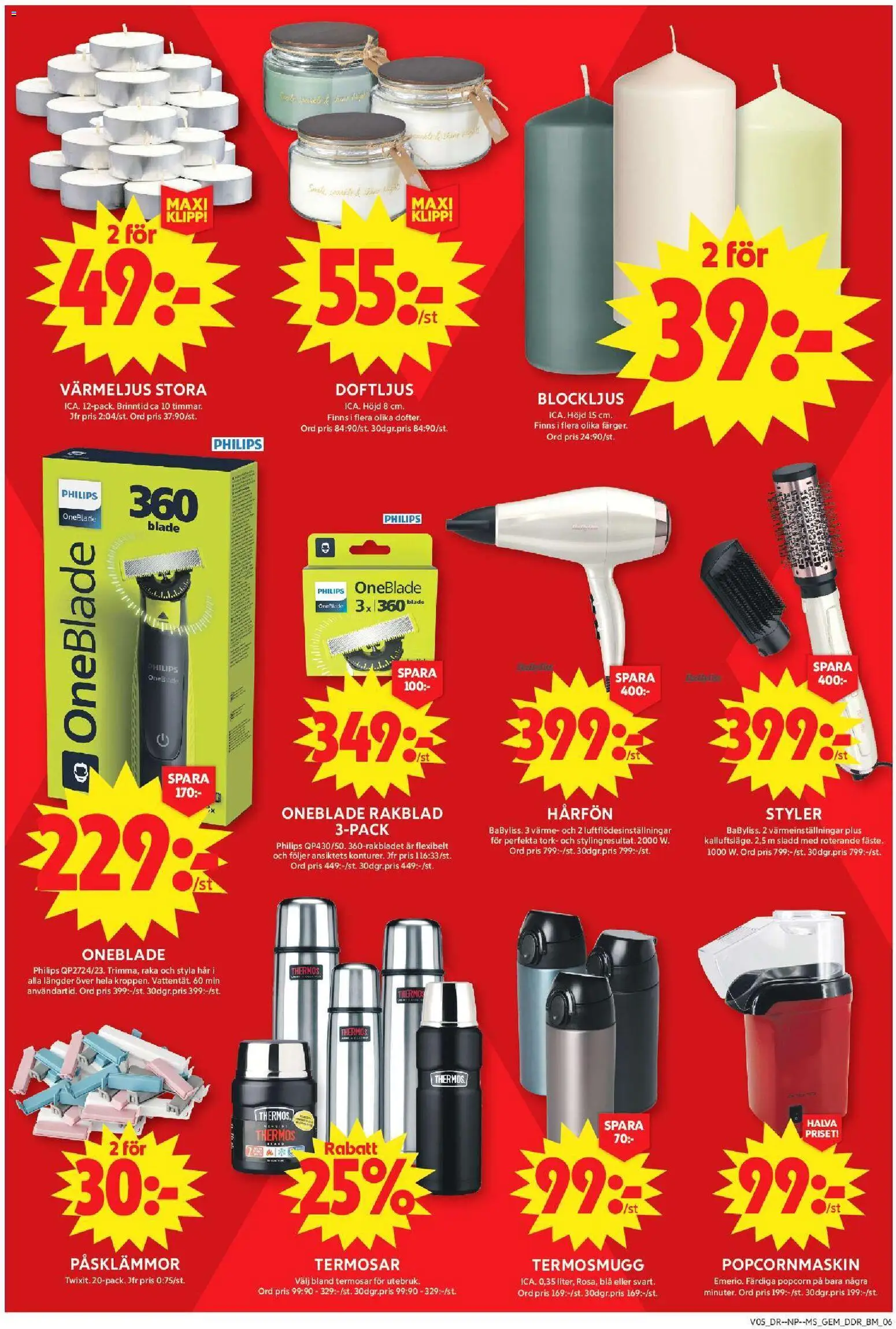 ICA Maxi reklamblad aktuell från 26.01.2026 | Sida: 12 | Produkter: Sladd, Värmeljus, Popcorn, Rakblad