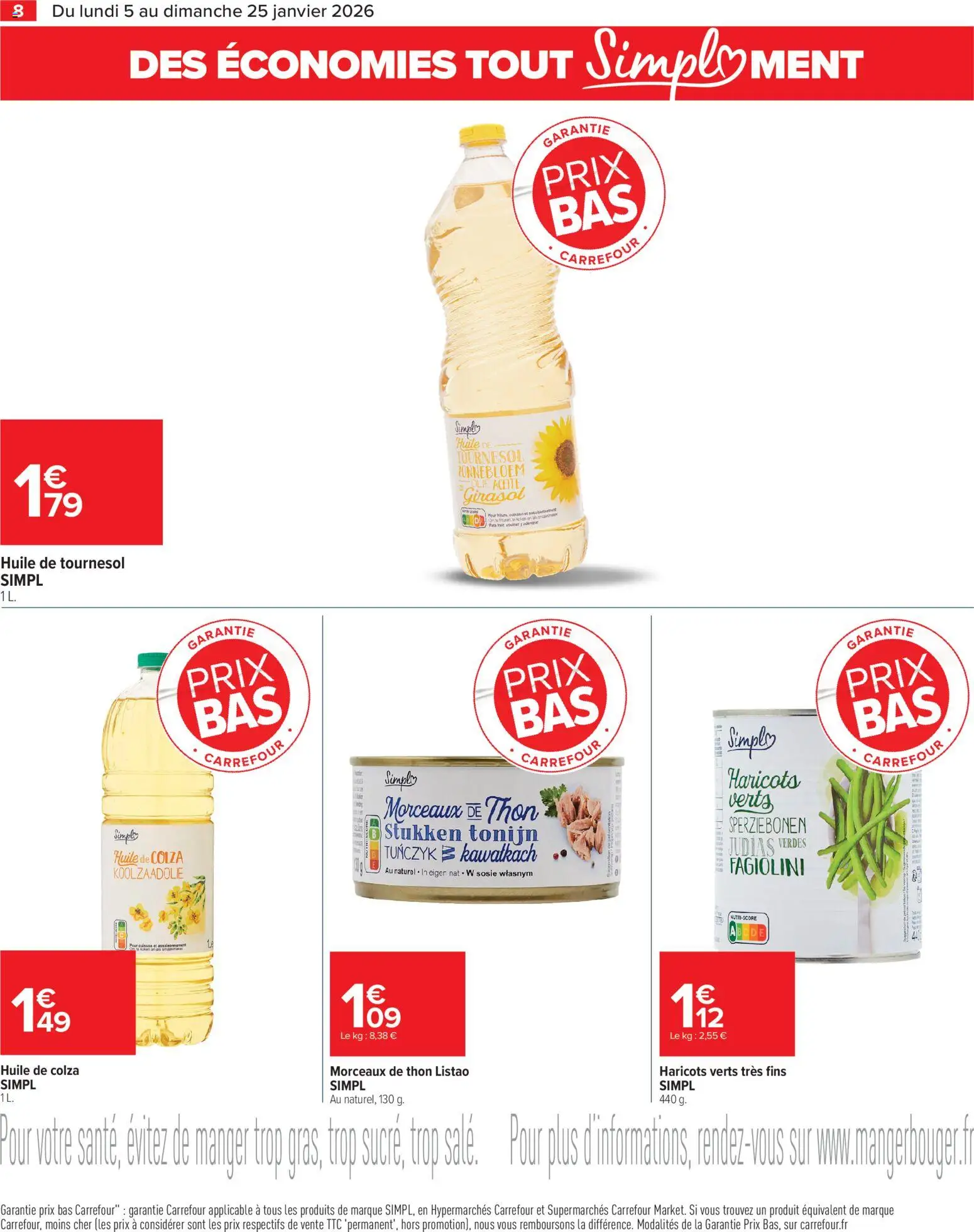 {H1} | Page: 8 | Produits: Haricots verts, Thon, Huile de tournesol, Huile