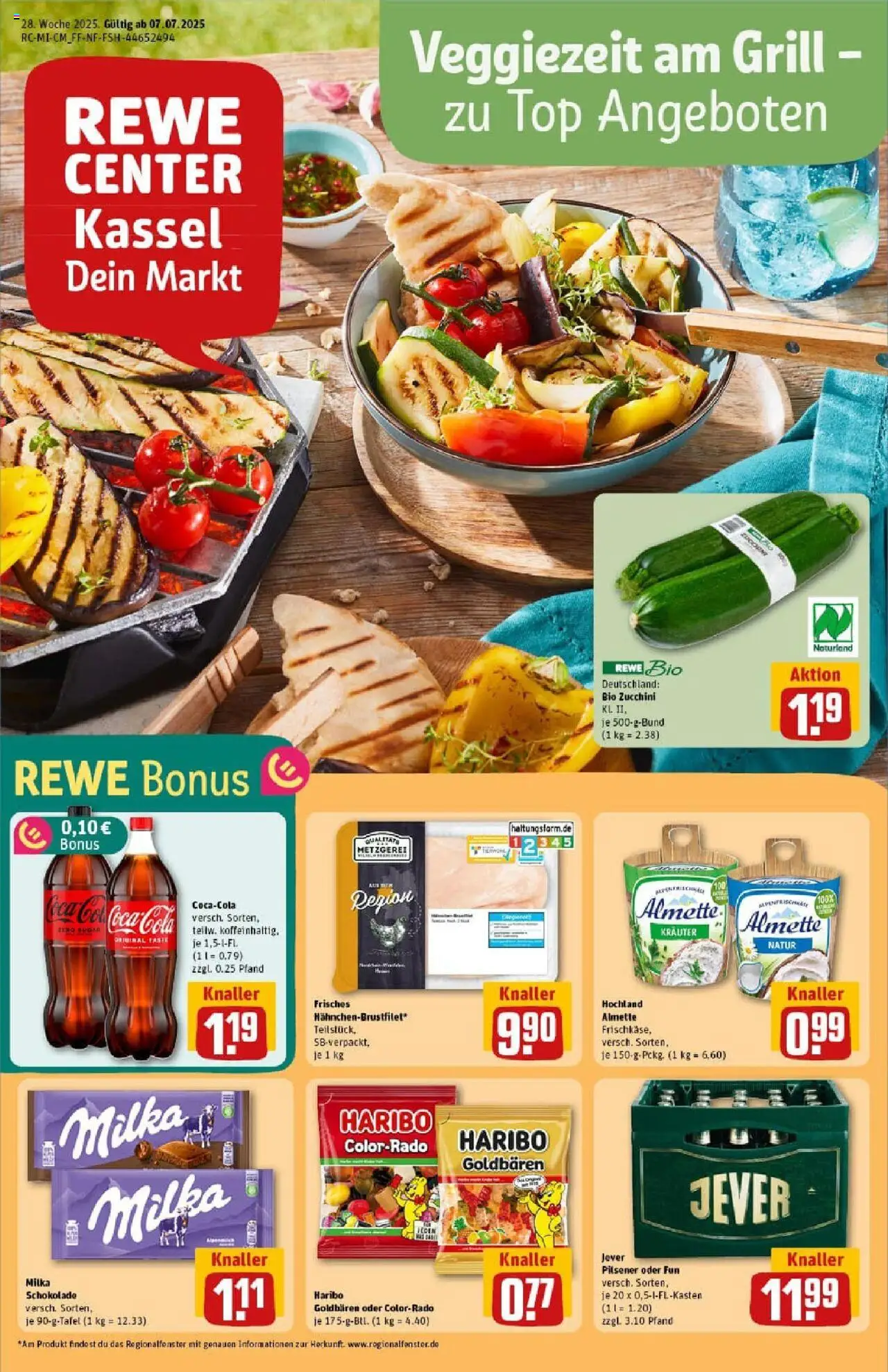 Rewe prospekt Kassel / Niederzwehren	 - gültig ab dem 06.07.2025 | Seite: 1 | Produkte: Top, Grill, Almette, Milka