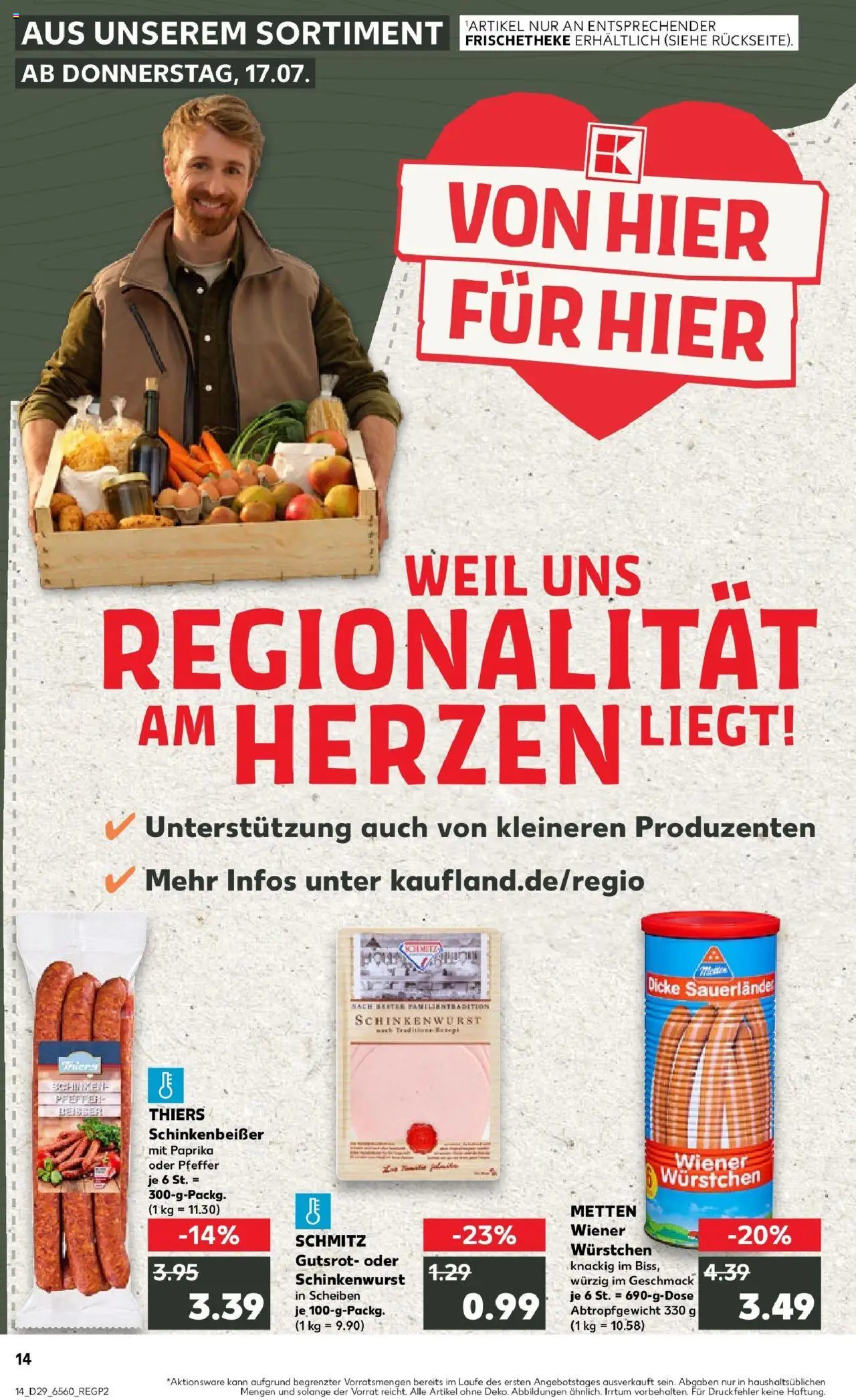 Kaufland prospekt Kerpen	 - gültig ab dem 16.07.2025 | Seite: 14 | Produkte: Wiener wurstchen, Paprika, Pfeffer