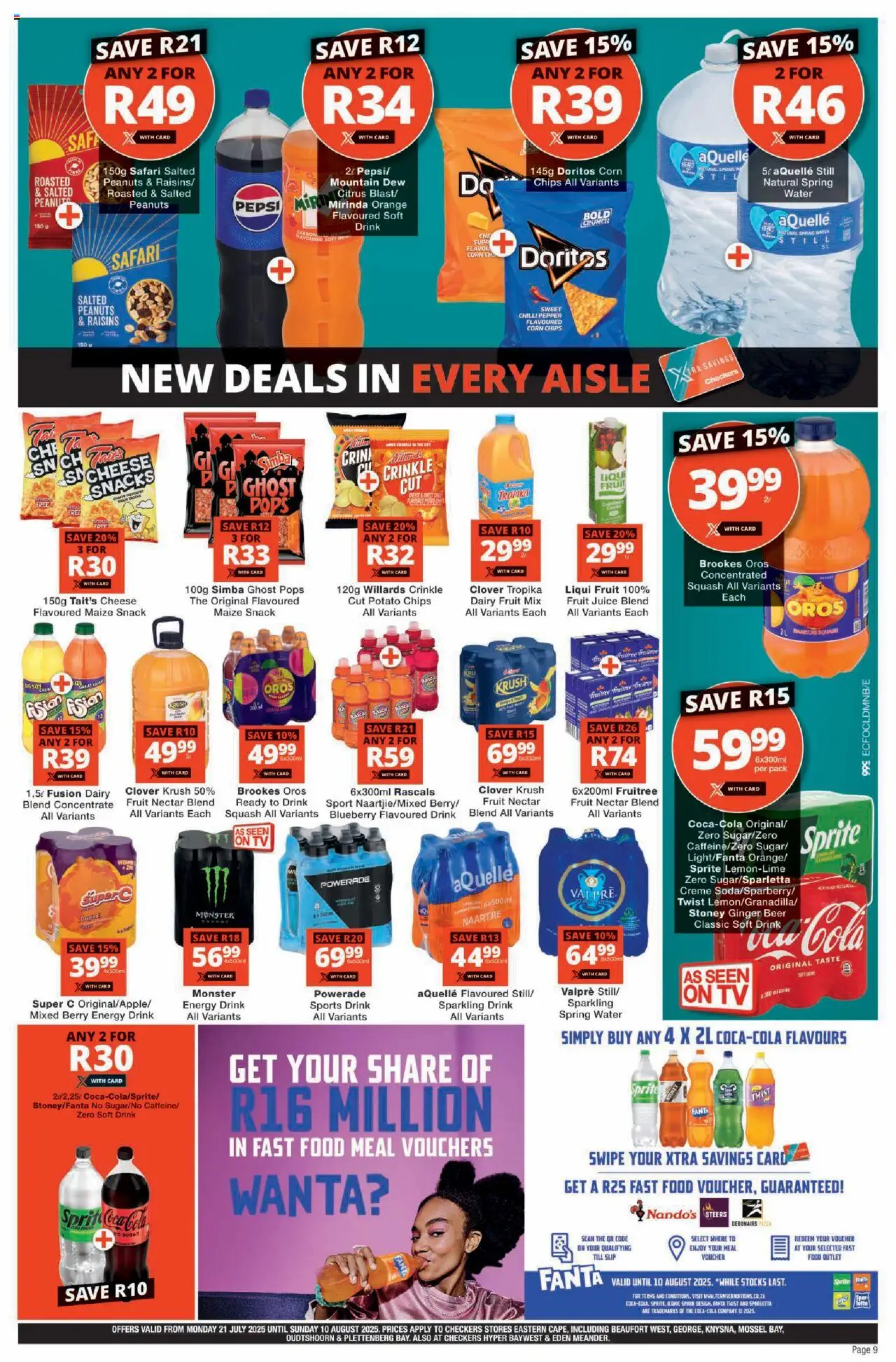Checkers Eastern Cape - July Month-End Promotion │ valid from 21.07.2025 | Page: 9 | Products: Beer, Stoney, Water, Fruit