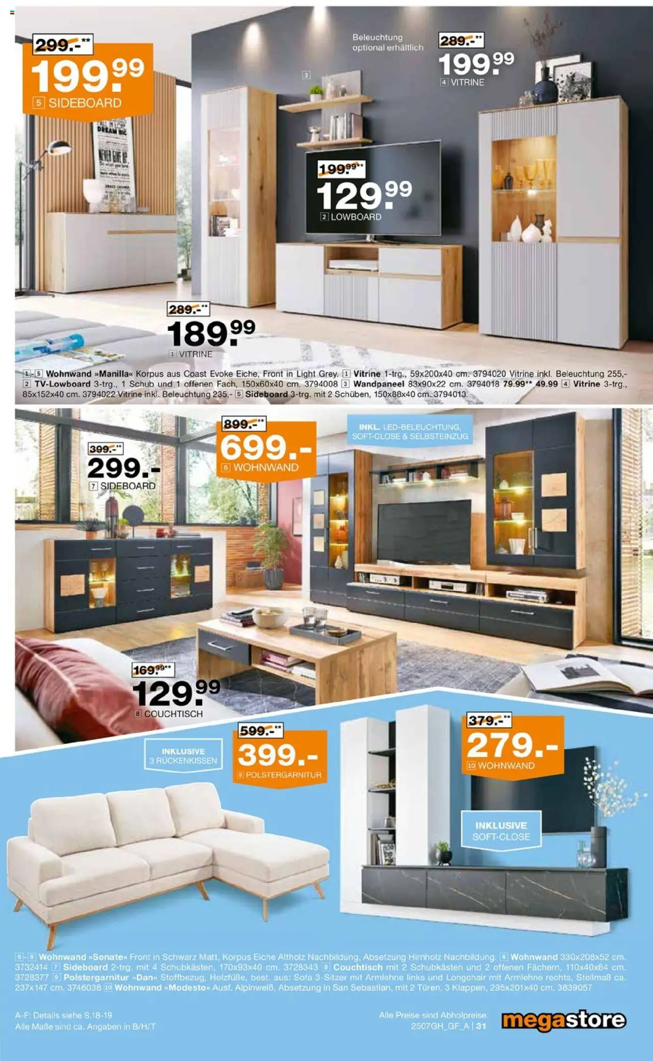 Segmüller Highlight - gültig ab dem 19.07.2025 | Seite: 53 | Produkte: Sideboard, Wohnwand, Vitrine, Couchtisch