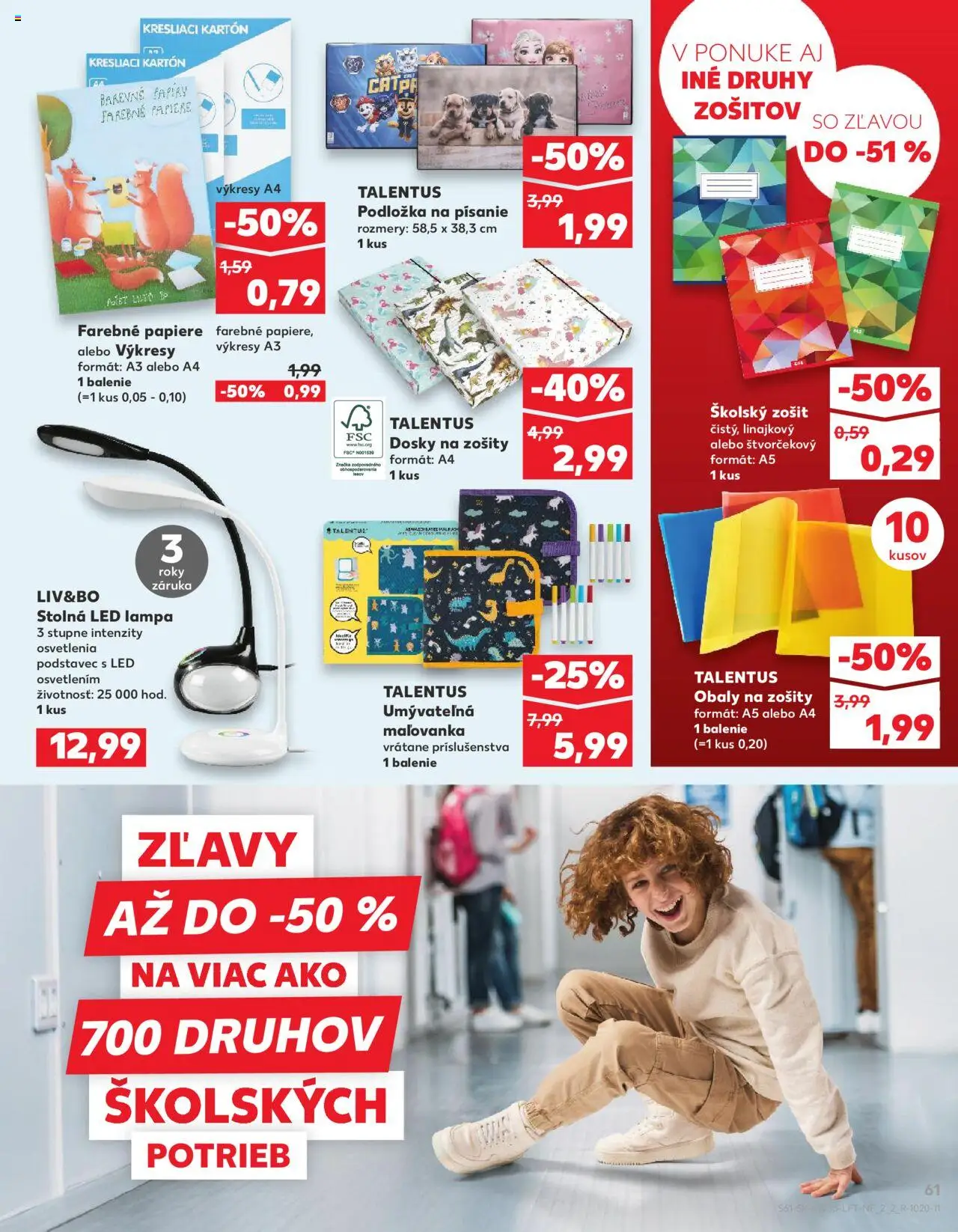 Kaufland Dolný Kubín │ platný od 14.08.2025 | Strana: 61 | Produkty: Lampa, Led lampa, Led, Zošit