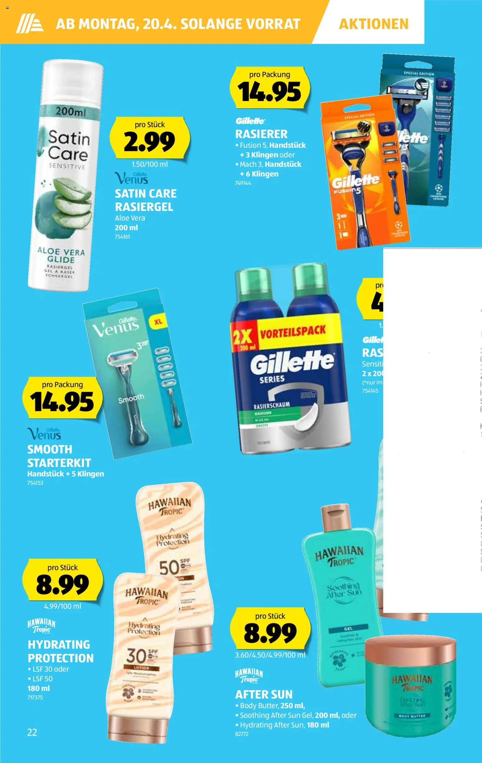 Aldi aktionen – gültig ab 16.04.2026 | Seite: 23 | Produkte: Rasierschaum, Butter, After Sun, Rasierer