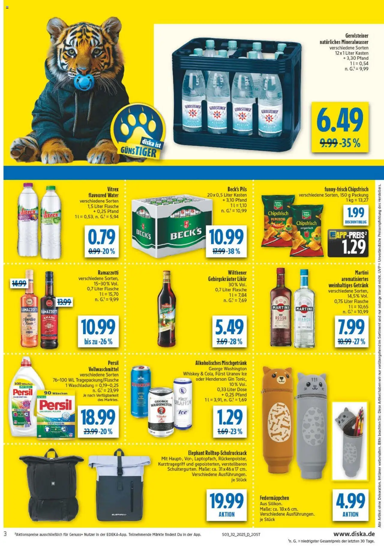 Diska - diska Angebote Sachsen-Thüringen KW32 - gültig ab dem 04.08.2025 | Seite: 3 | Produkte: Martini, Likör, Pils, Ramazzotti