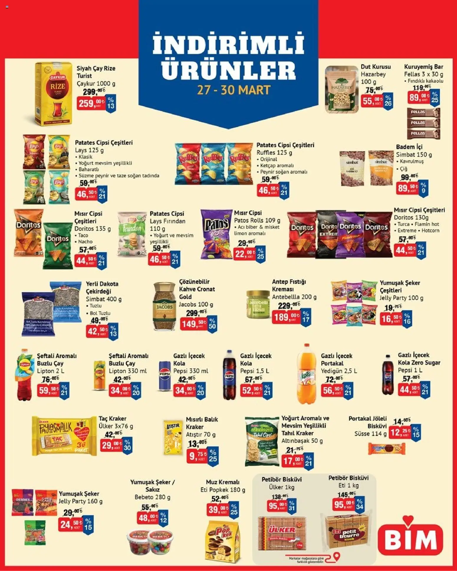 BİM - İndirimli Ürünler - 27.03.2026 tarihinden itibaren geçerlidir | Sayfa: 1 | Ürünler: Şeker, Patates, Chaussures de ski, Mısır