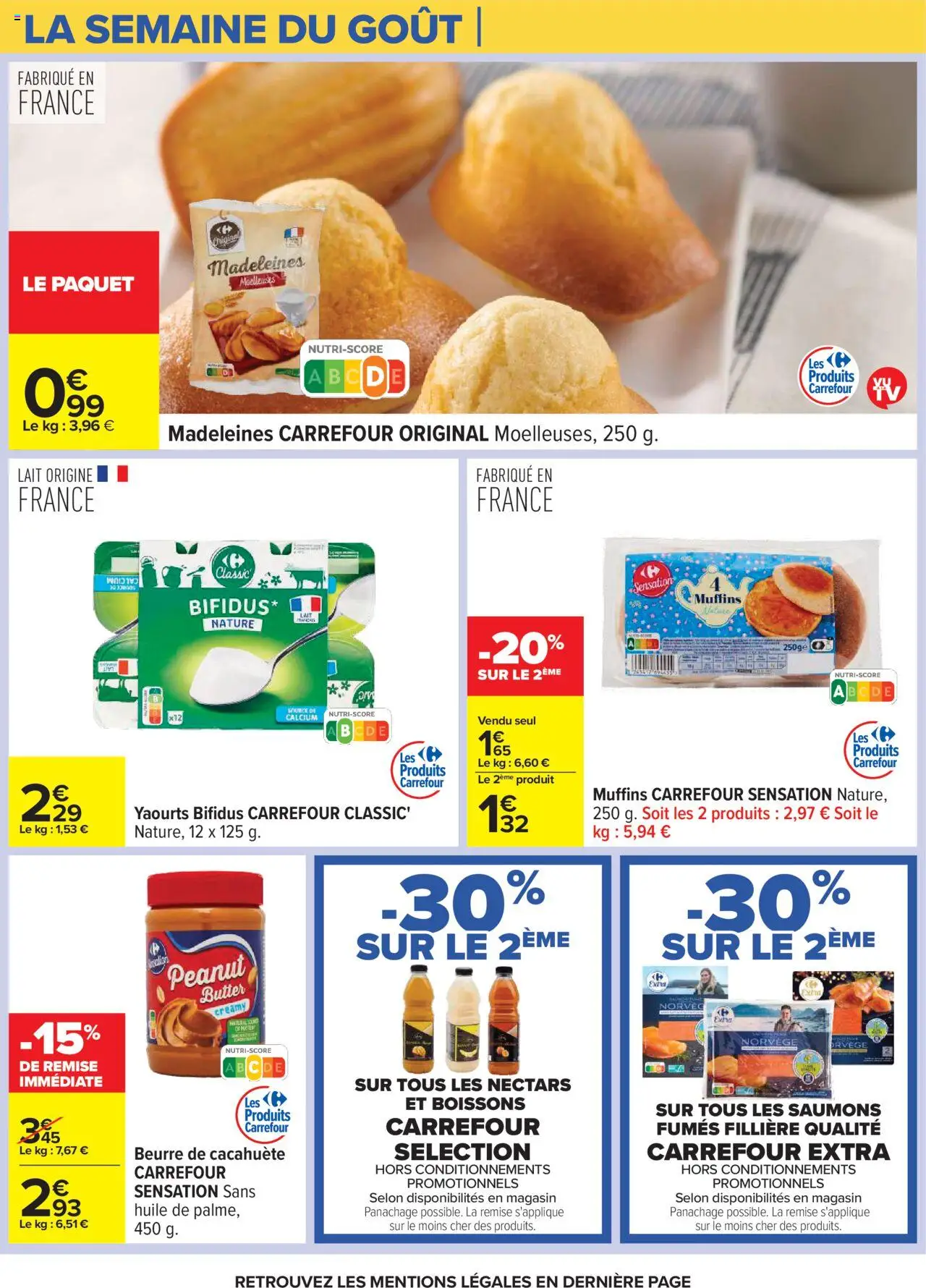 {H1} | Page: 5 | Produits: Muffins, Beurre de cacahuète, Lait, Beurre