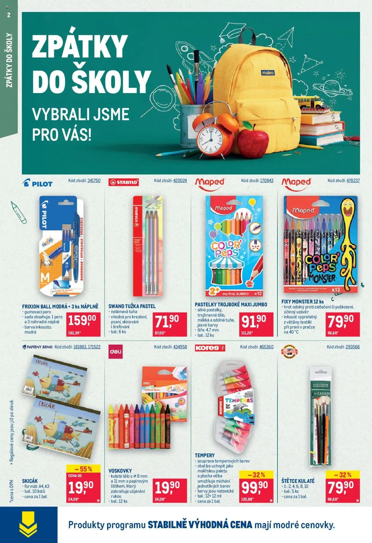 Makro leták - Spotřební zboží od 13.08.2025 | Strana: 2 | Produkty: Voskovky, Pastelky, Monster, Fixy