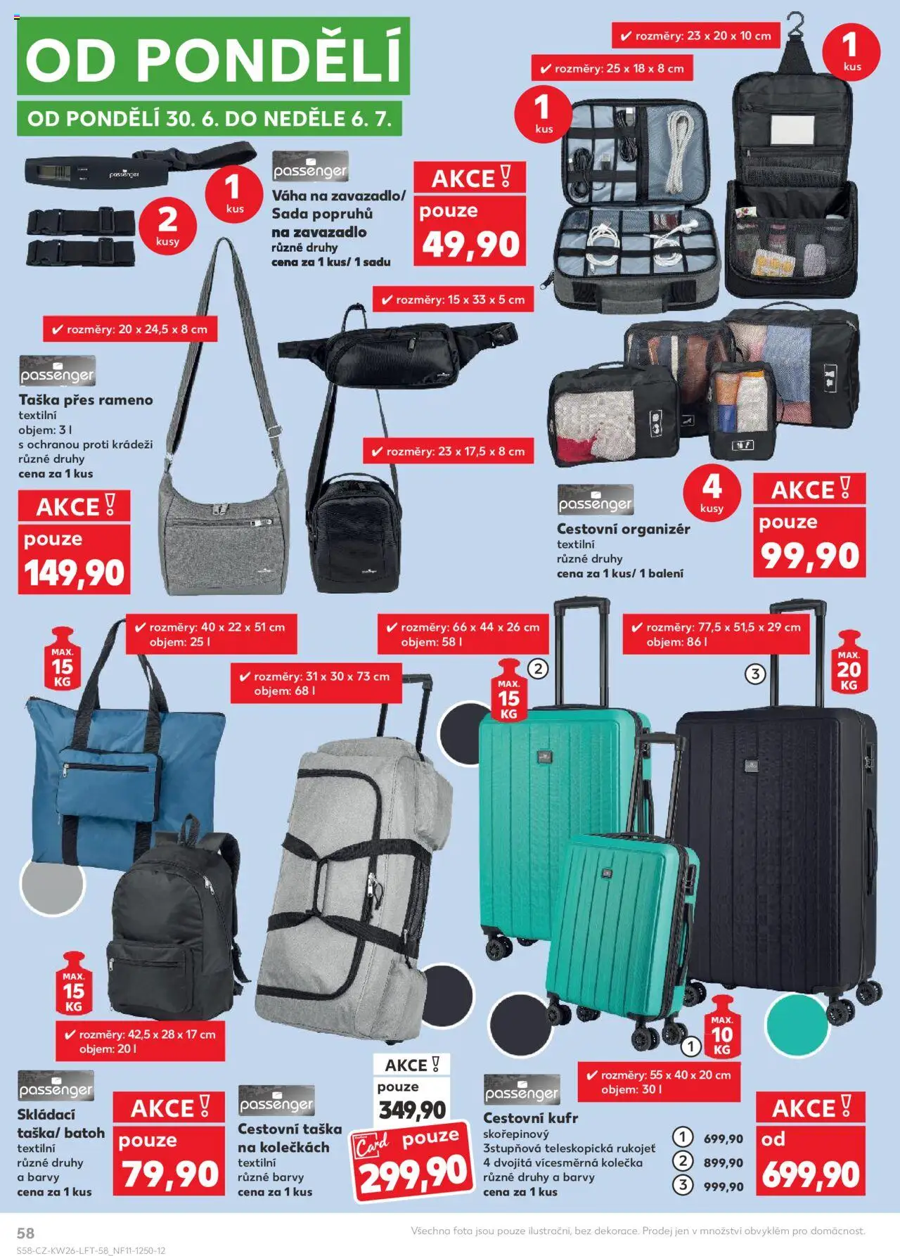 Kaufland leták od 25.06.2025 | Strana: 58 | Produkty: Kufr, Váha, Taška na kolečkách, Barvy