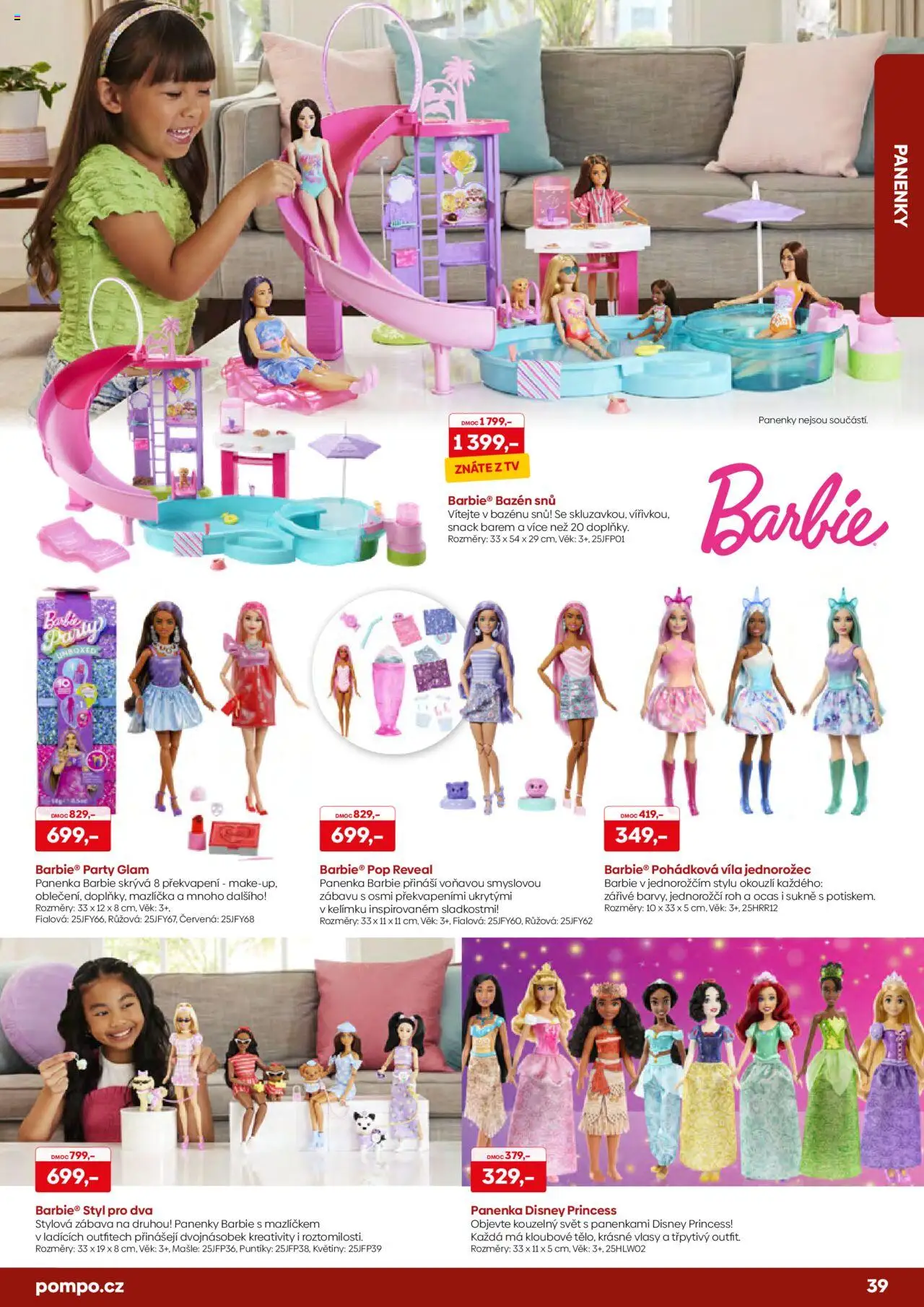 POMPO katalog Vánoce 2025 od 16.10.2025 | Strana: 39 | Produkty: Tv, Bazén, Barbie, Květiny