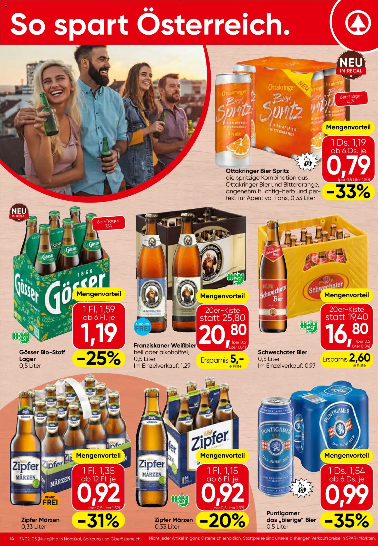 Spar Flugblatt - Tirol gültig ab 23.04.2026 | Seite: 14 | Produkte: Regal, Bier