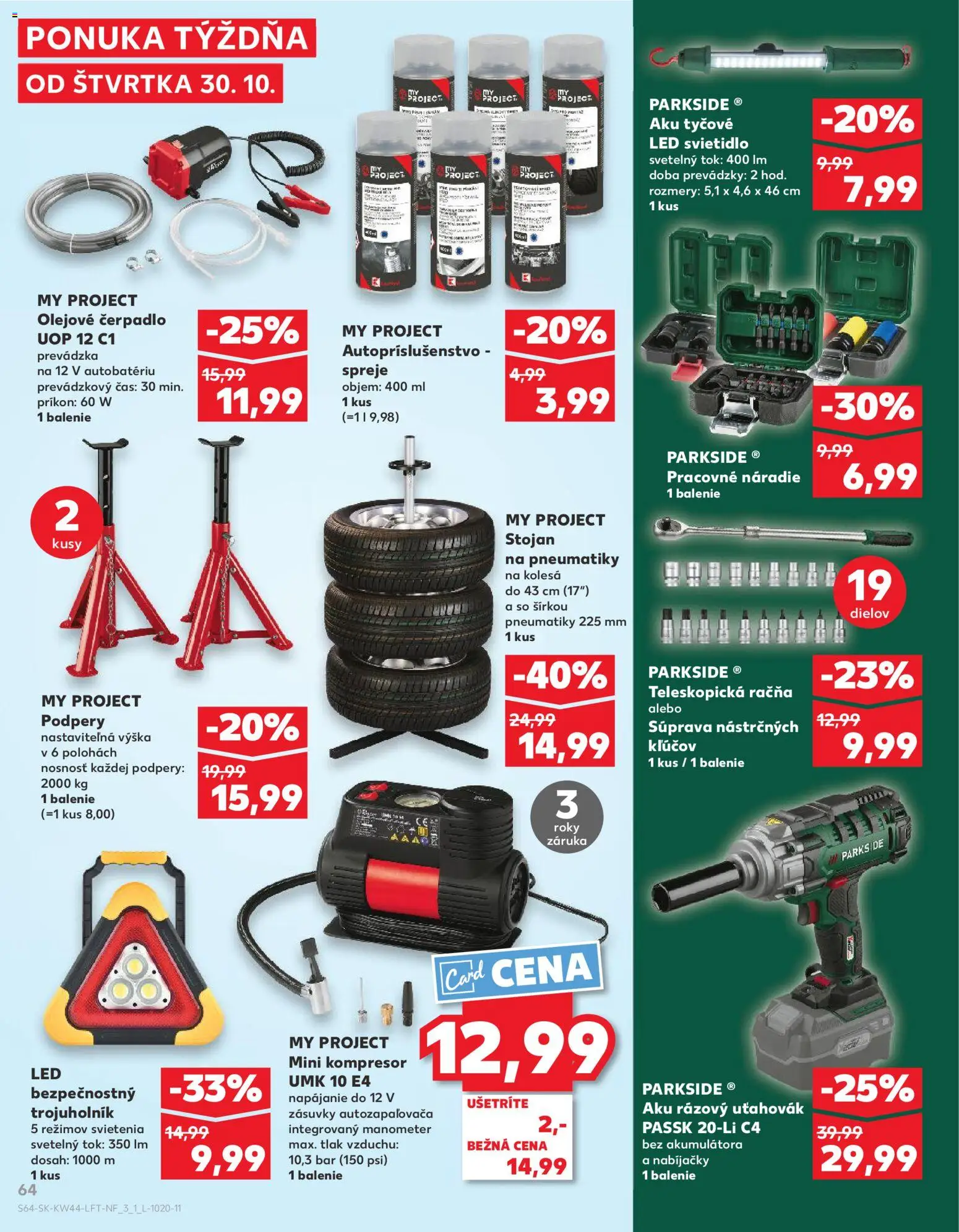 Nové Kaufland akcie – leták je platný od 30.10.2025 | Strana: 64 | Produkty: Stojan na pneumatiky, Kompresor, Čerpadlo, Náradie