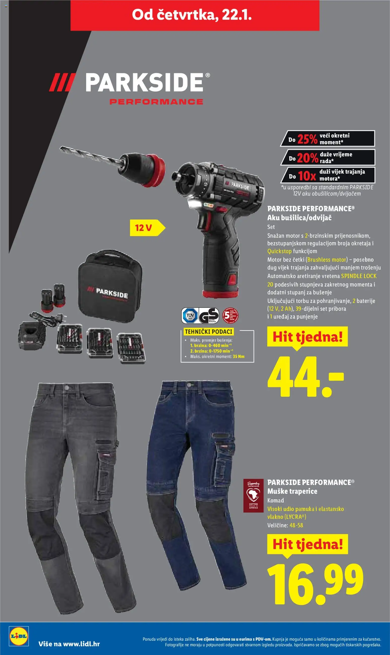Lidl katalog | vrijedi od 19.01.2026 | Stranica: 40 | Proizvodi: Baterije, Traperice, Parkside