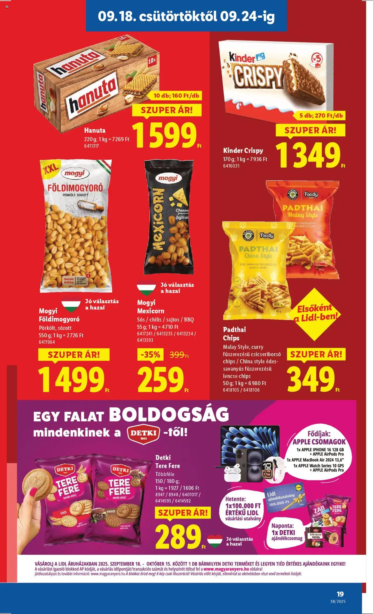 Lidl akciós ujság - amely érvényes a következő dátumtól: 18.09.2025 | Oldal: 19 | Termékek: Iphone, Csicseriborsó, Lencse, Földimogyoró