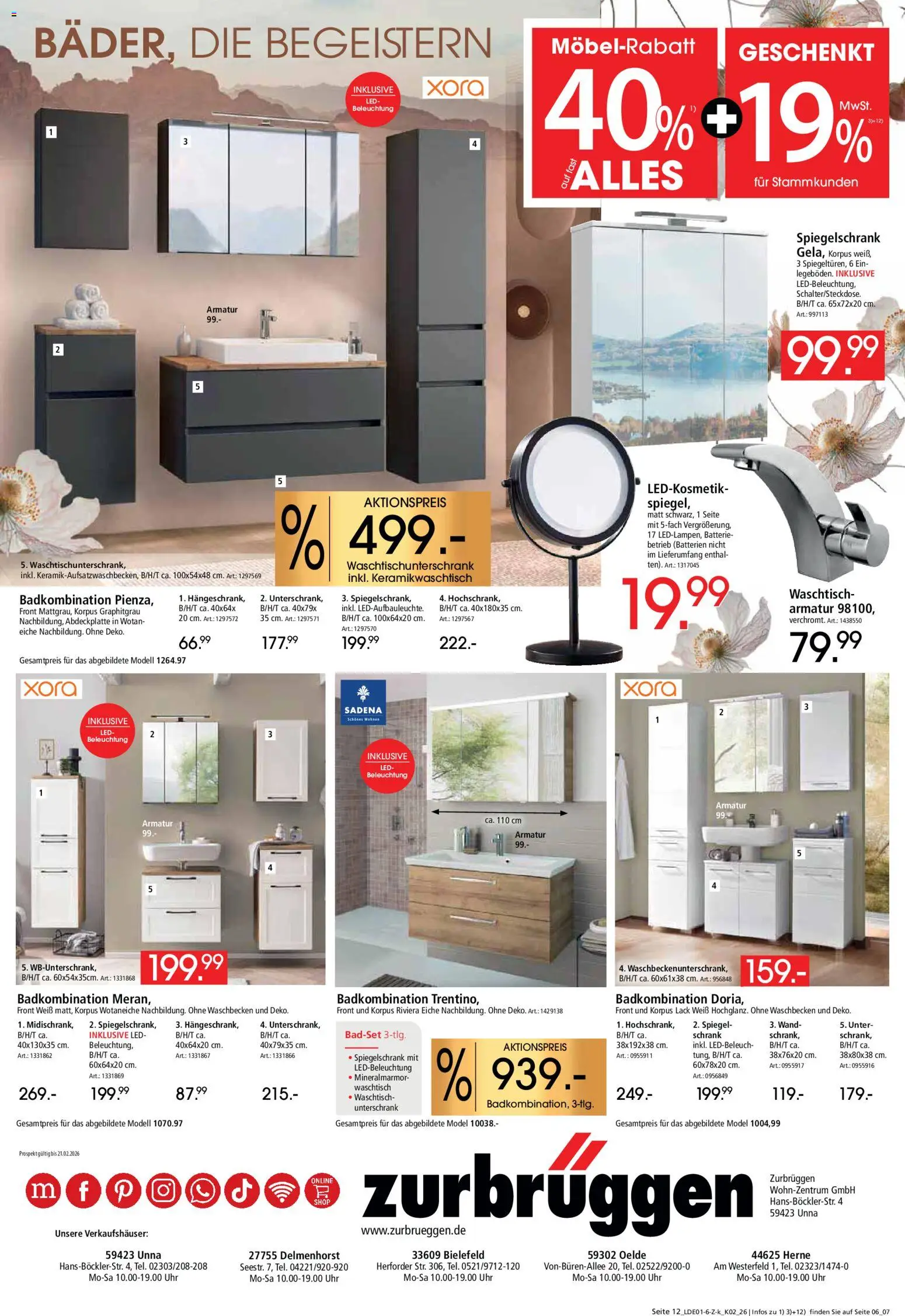 Zurbrüggen Küchen für Ihr Zuhause – gültig ab 17.01.2026 | Seite: 20 | Produkte: Waschbecken, Batterie, Spiegel, Unterschrank