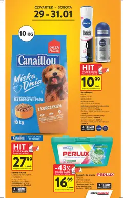 Pogląd oferty "Intermarche Gazetka" - ważna od 29.01.2026 | Strona: 5 | Produkty: Karta, Karma dla psa, Kapsułki do prania, Dezodorant