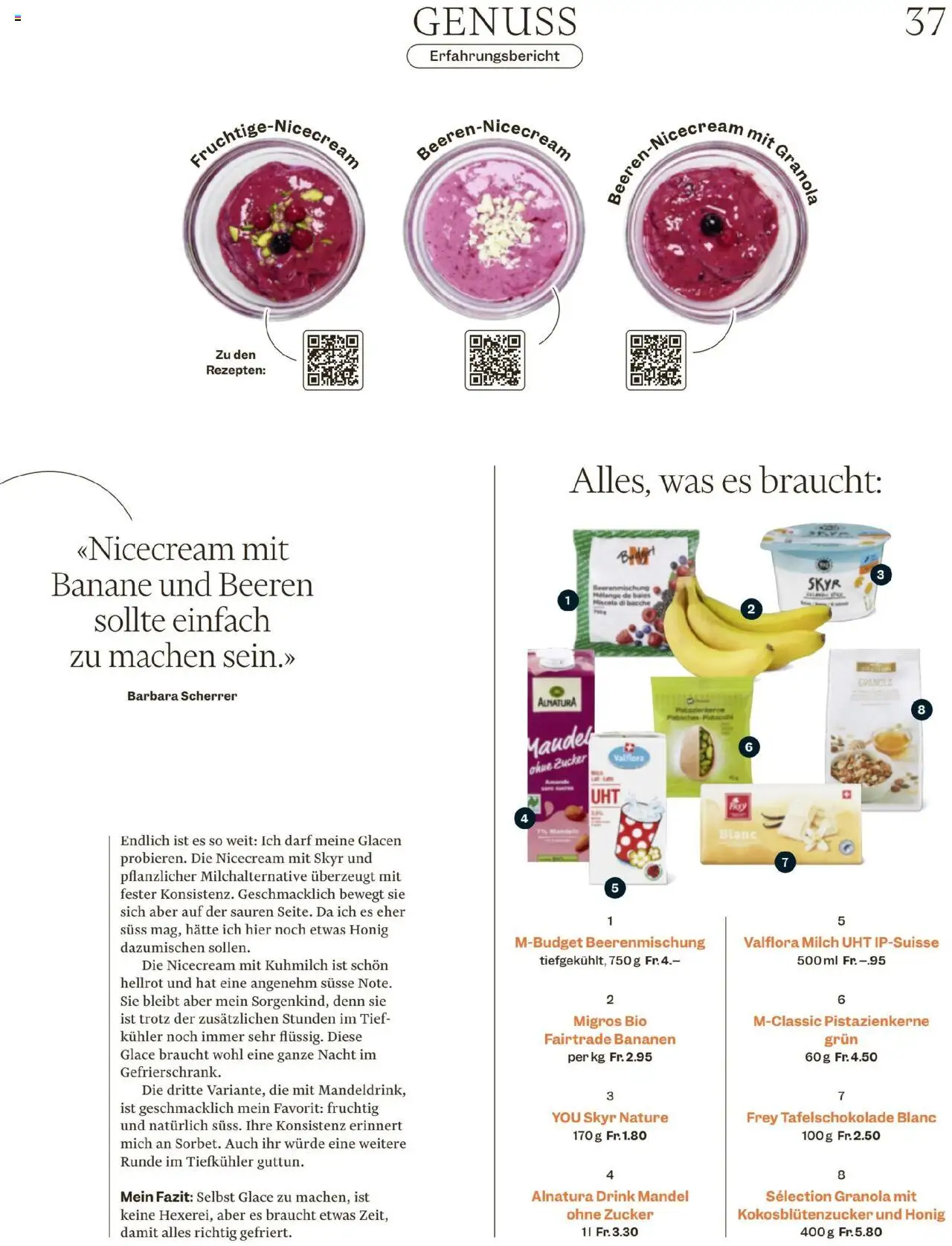 Migros - Magazin ab 12.08.2025 | Seite: 37 | Produkte: Kühler, Milch, Bananen, Zucker