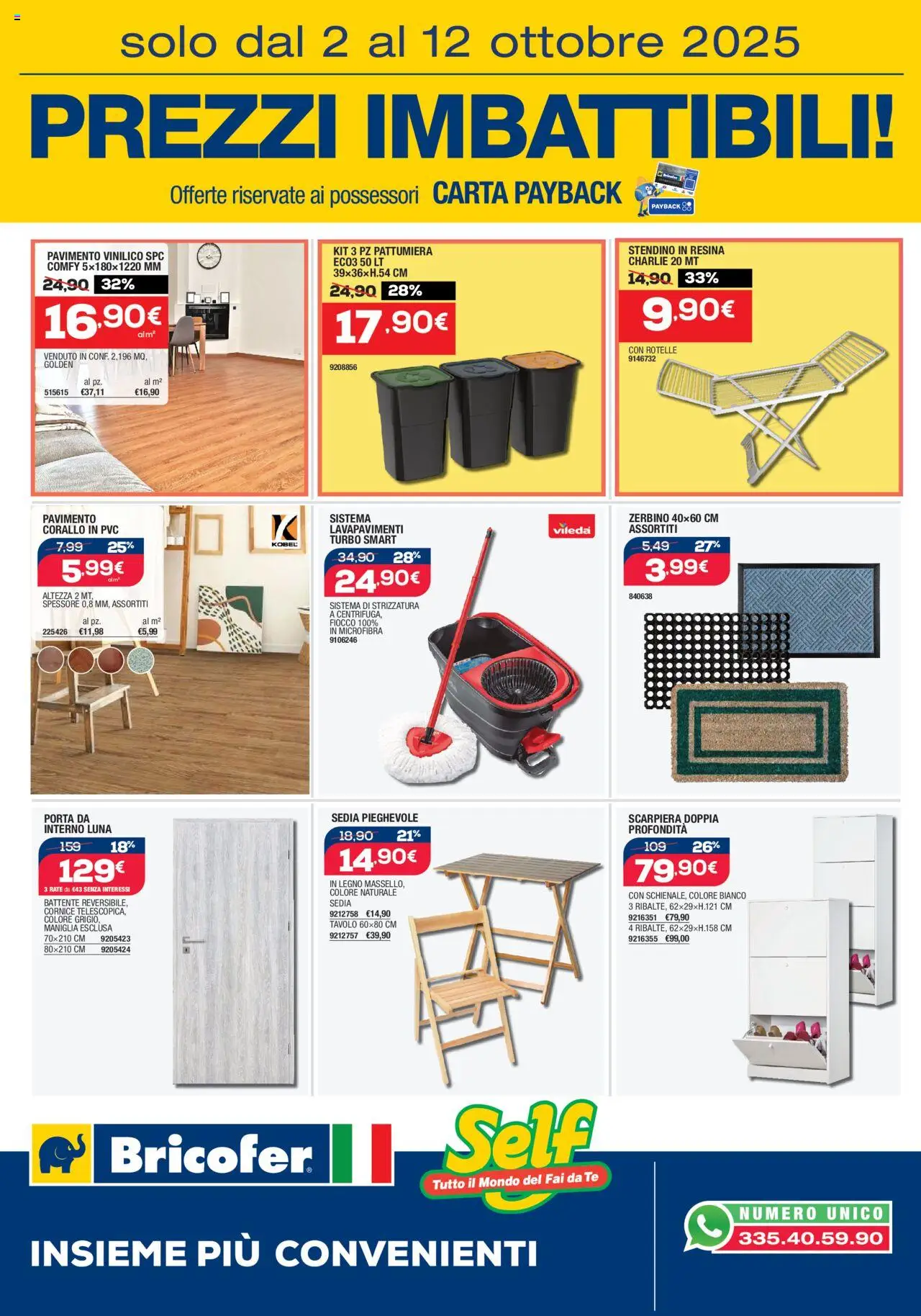 Volantino Bricofer del 02.10.2025 | Pagina: 4 | Prodotti: Pattumiera, Scarpiera, Tavolo, Zerbino