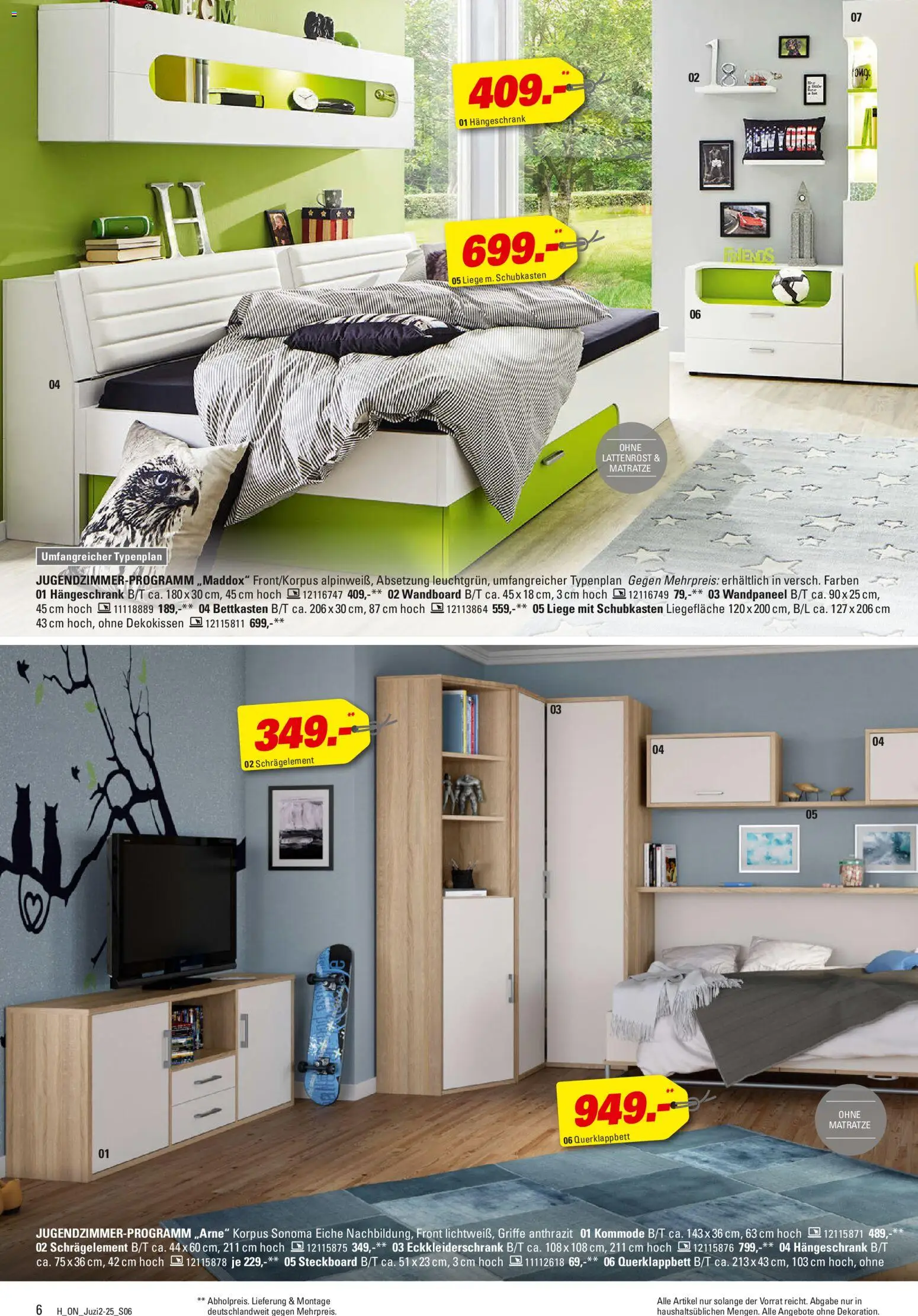 Höffner Jugendzimmer Spezial – gültig ab 29.10.2025 | Seite: 6 | Produkte: Wandboard, Matratze, Lattenrost, Liege