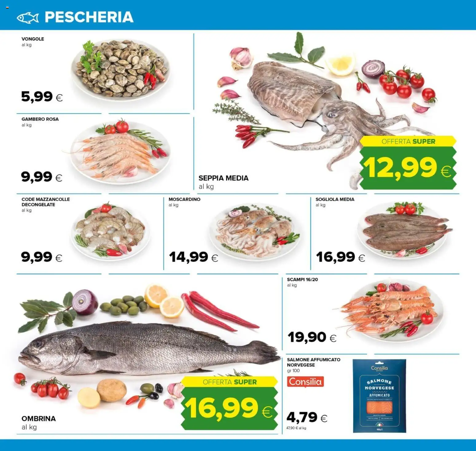 Volantino Tigre del 23.04.2026 | Pagina: 10 | Prodotti: Salmone affumicato, Salmone, Sogliola, Mazzancolle