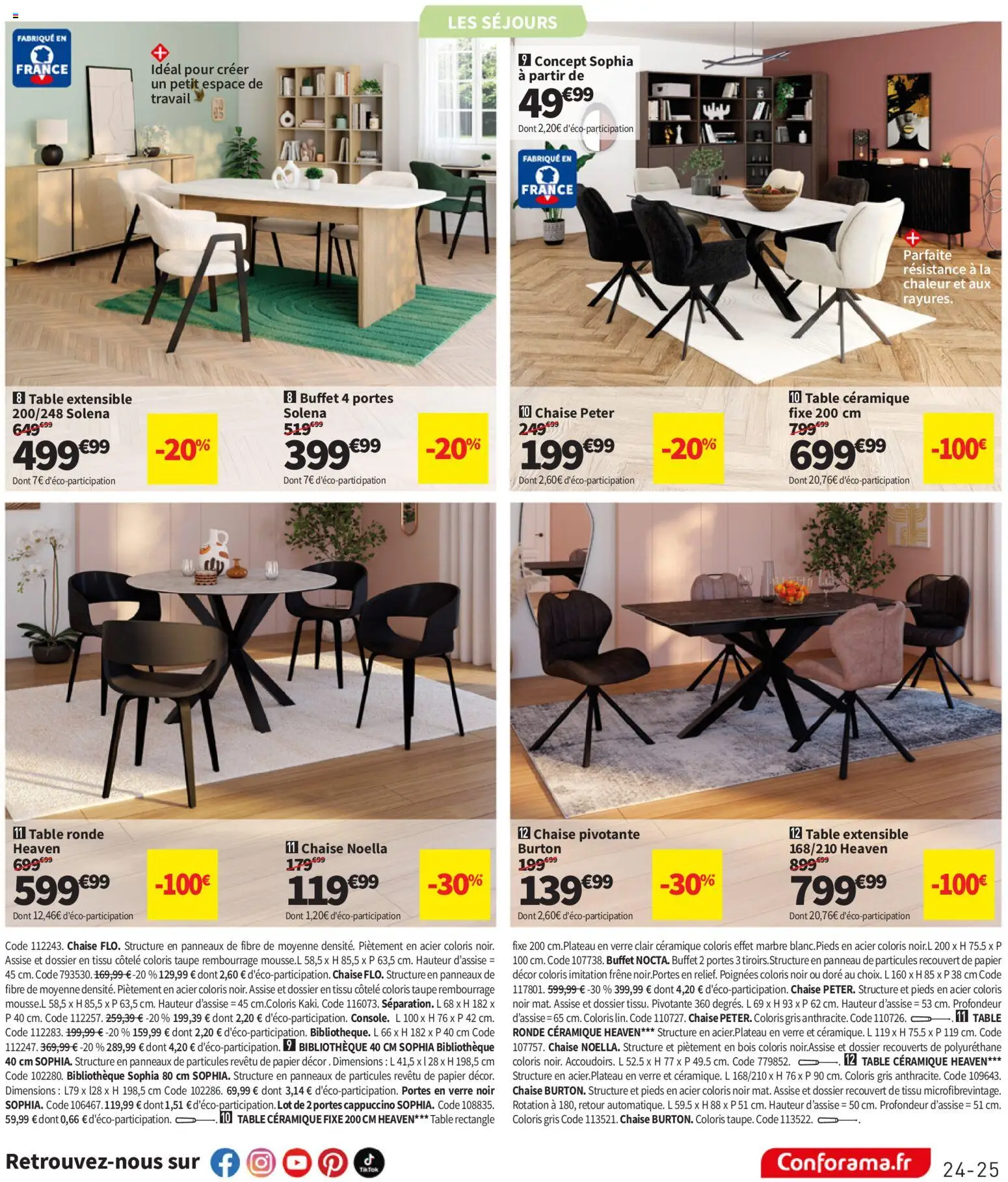 {H1} | Page: 25 | Produits: Table extensible, Poignées, Chaise, Portes