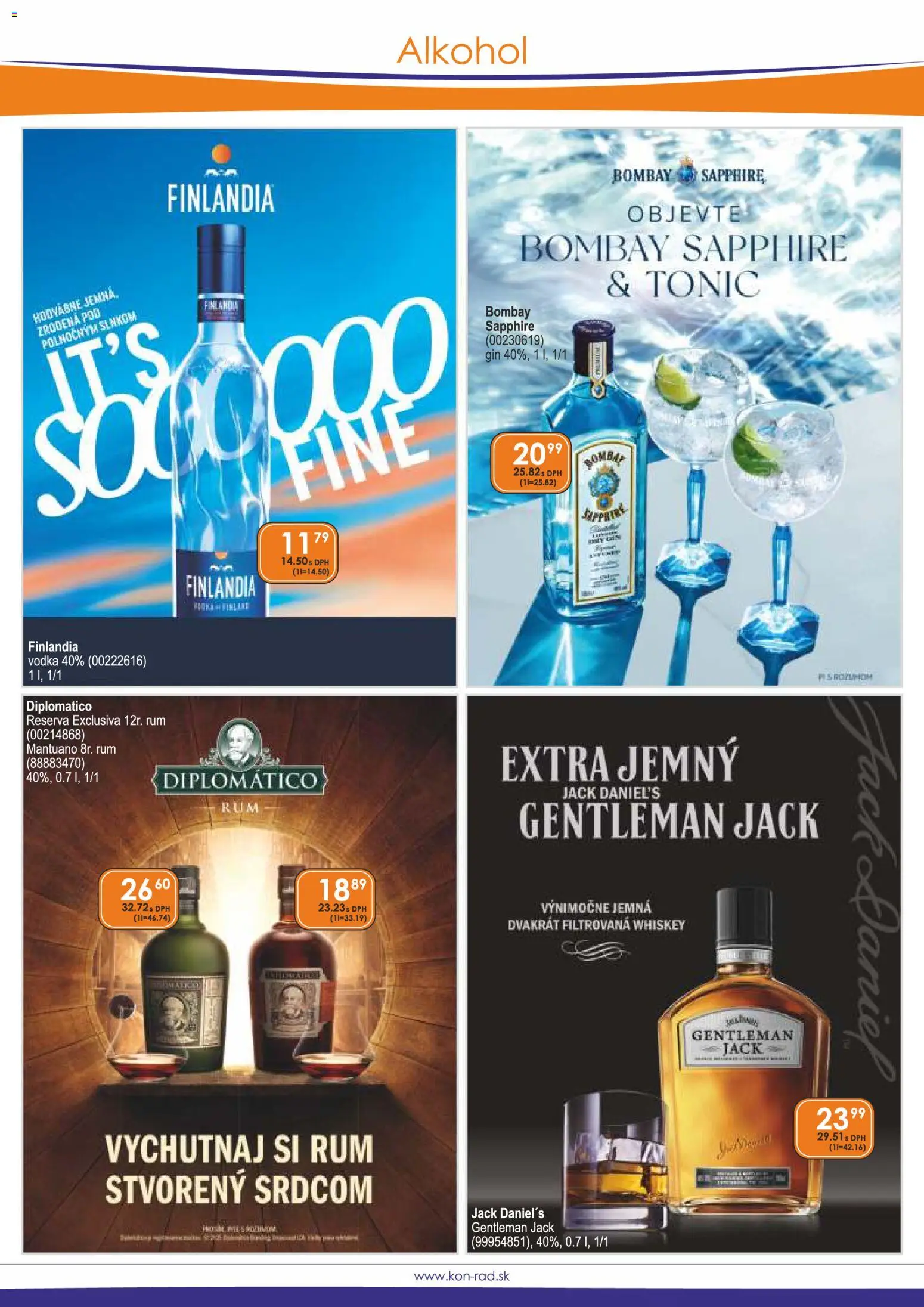 Nové KON - RAD akcie – leták je platný od 01.01.2026 | Strana: 3 | Produkty: Gin, Vodka, Alkohol, Jack Daniel's