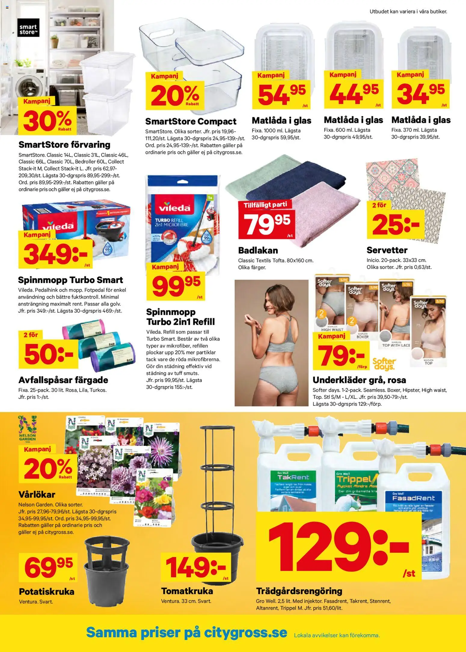 City Gross reklamblad aktuell från 07.04.2026 | Sida: 9 | Produkter: Avfallspåsar, Underkläder, Matlåda, Servetter