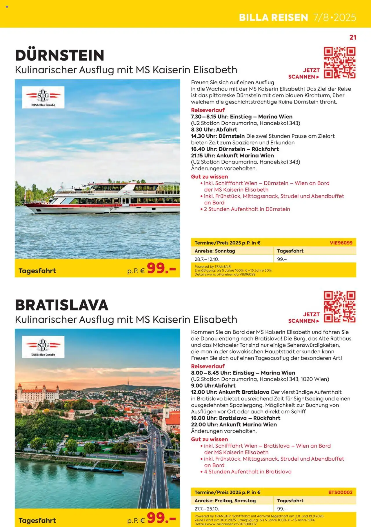 Billa Kreuzfahrten Rundreisen Erlebnisreisen 7/8-2025 gültig ab 04.07.2025 | Seite: 21 | Produkte: Uhr