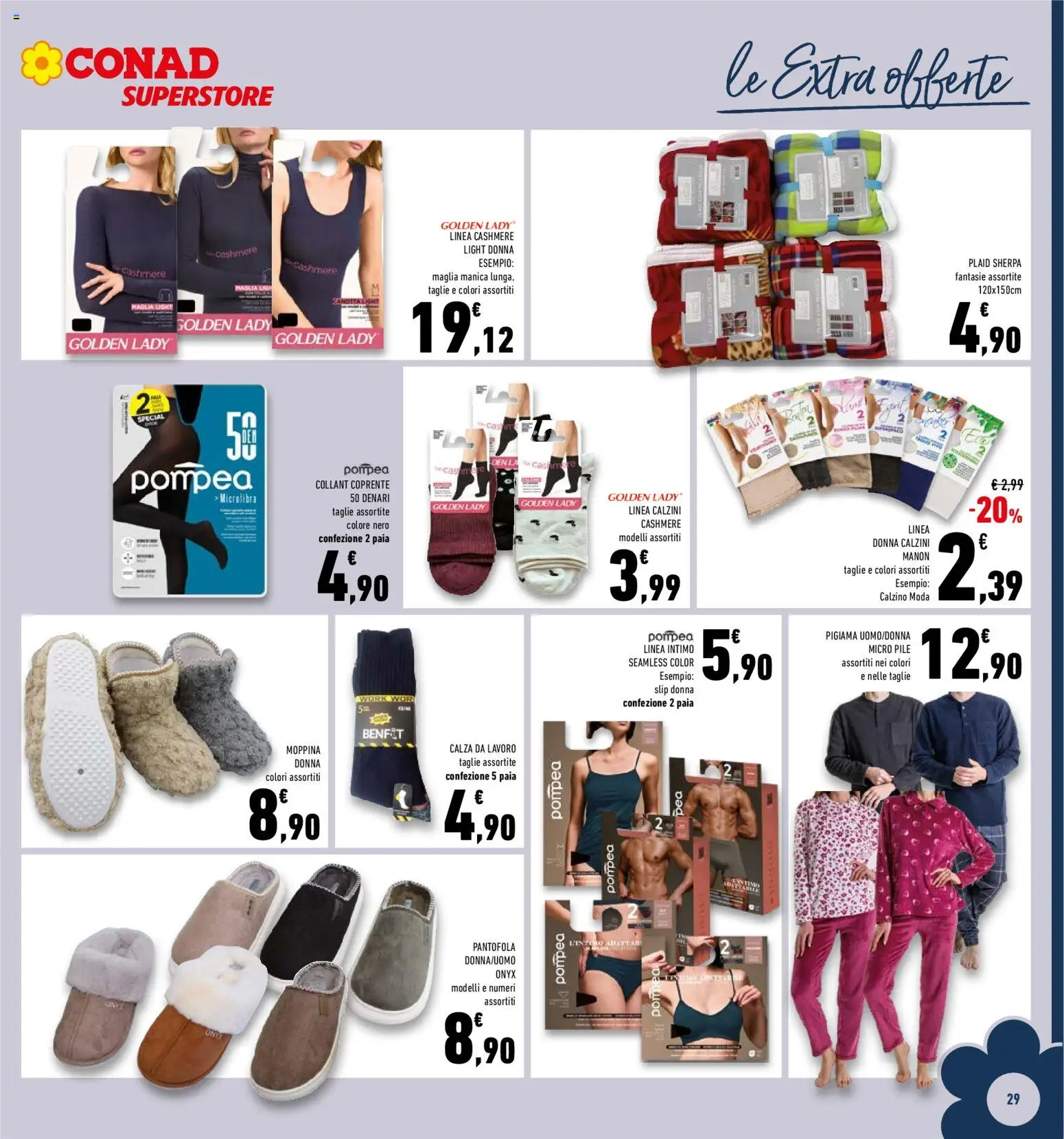 Volantino Conad del 19.11.2025 | Pagina: 29 | Prodotti: Pile, Plaid, Pigiama, Slip