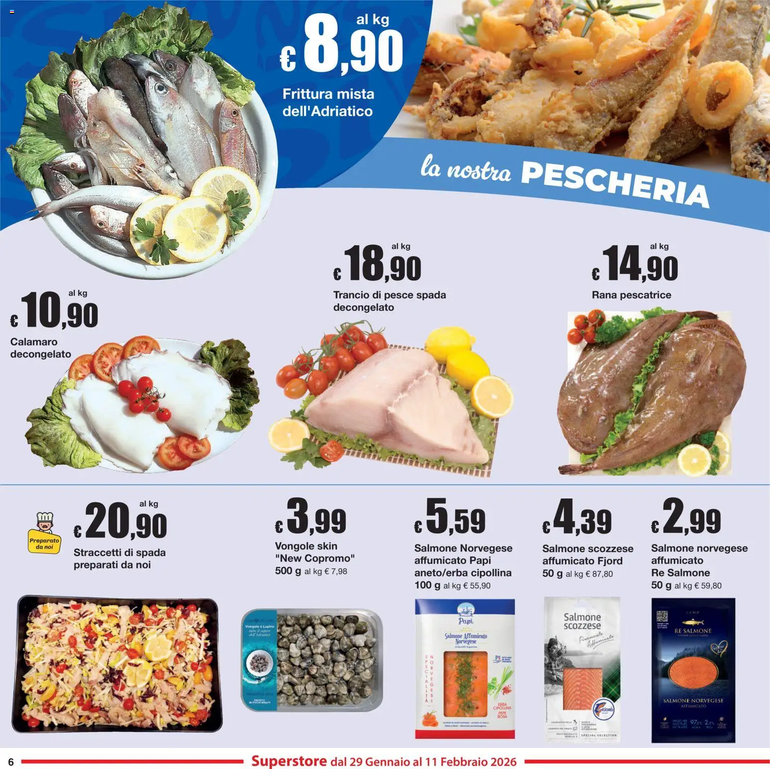 Volantino Sì con Te del 29.01.2026 | Pagina: 6 | Prodotti: Salmone affumicato, Pesce, Rana pescatrice, Pesce spada