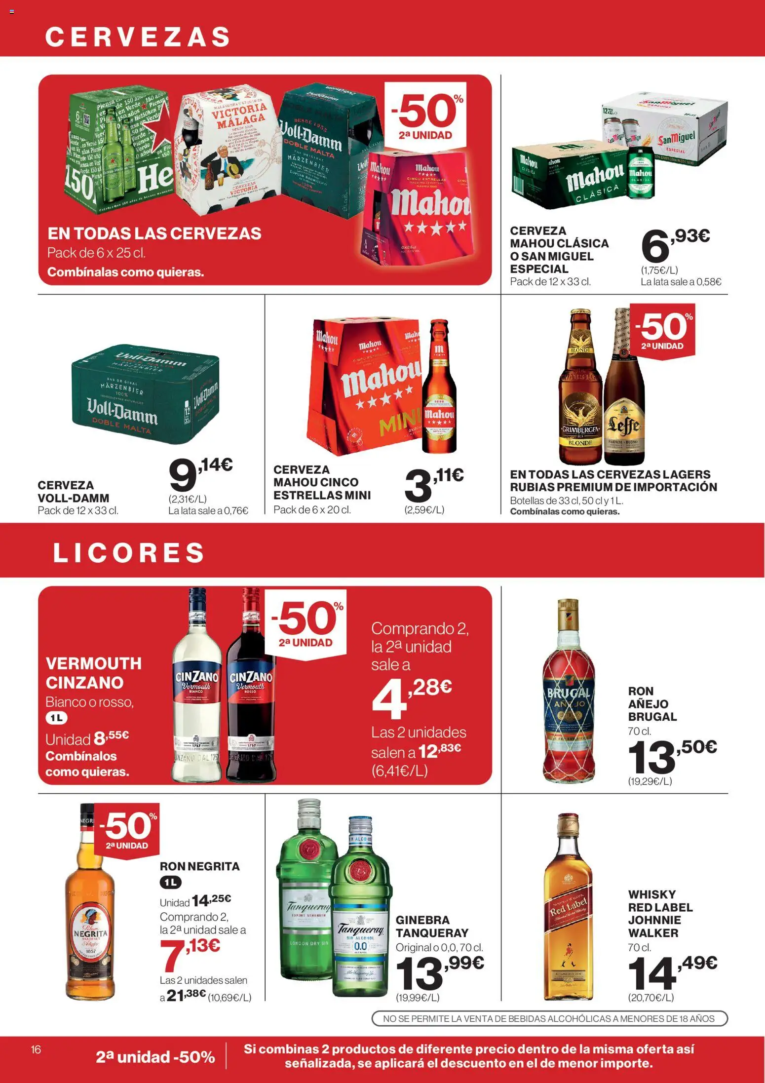 Supercor folleto │ válido desde el 12.03.2026 | Página: 16 | Productos: Ron, Cerveza, Ginebra, Whisky