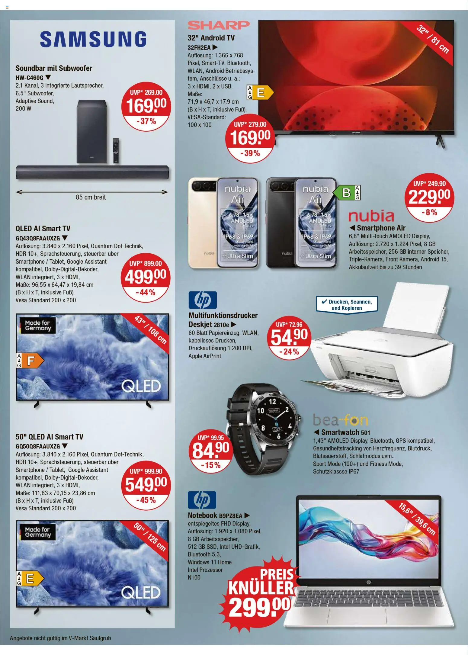 V-Markt - Hallertau/Oberpfalz – gültig ab 04.12.2025 | Seite: 18 | Produkte: Smart TV, Soundbar, Notebook, Smartphone