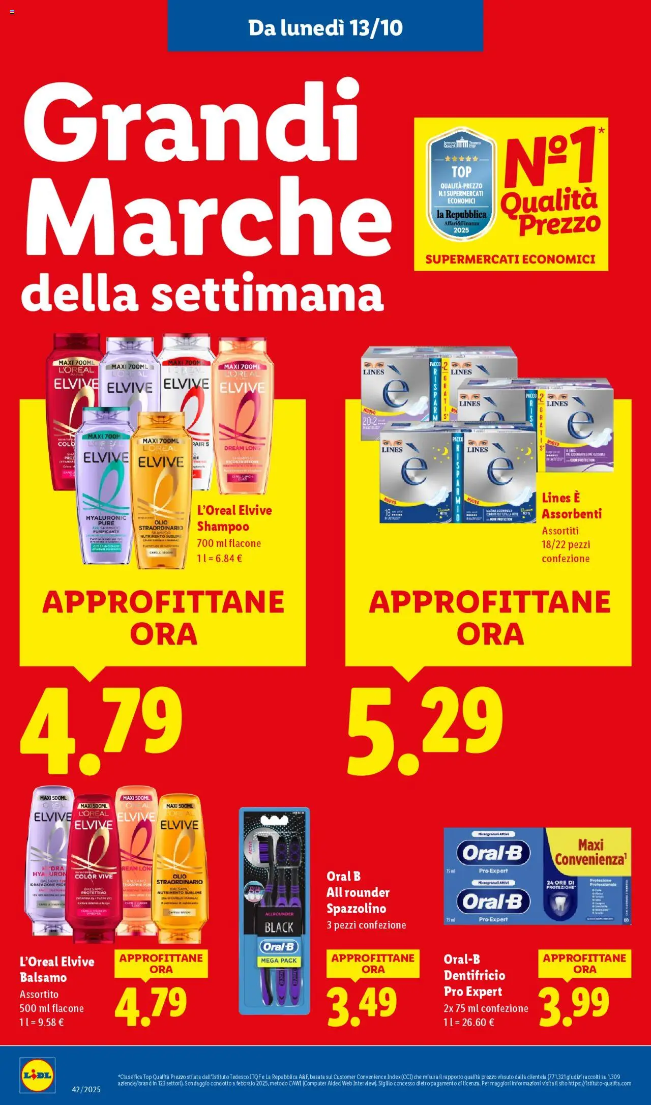 Volantino Lidl del 13.10.2025 | Pagina: 22 | Prodotti: Shampoo, Balsamo, Dentifricio, Top