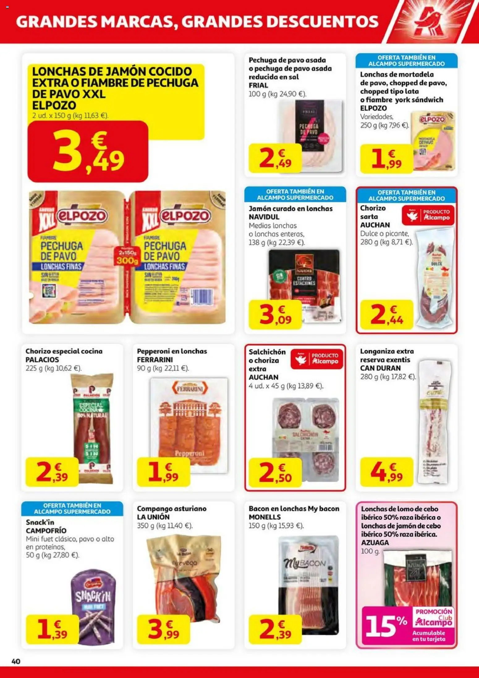 Alcampo - HG Pio XII Unificado  │ válido desde el 23.10.2025 | Página: 40 | Productos: Medias, Jamón, Cocina, Mortadela