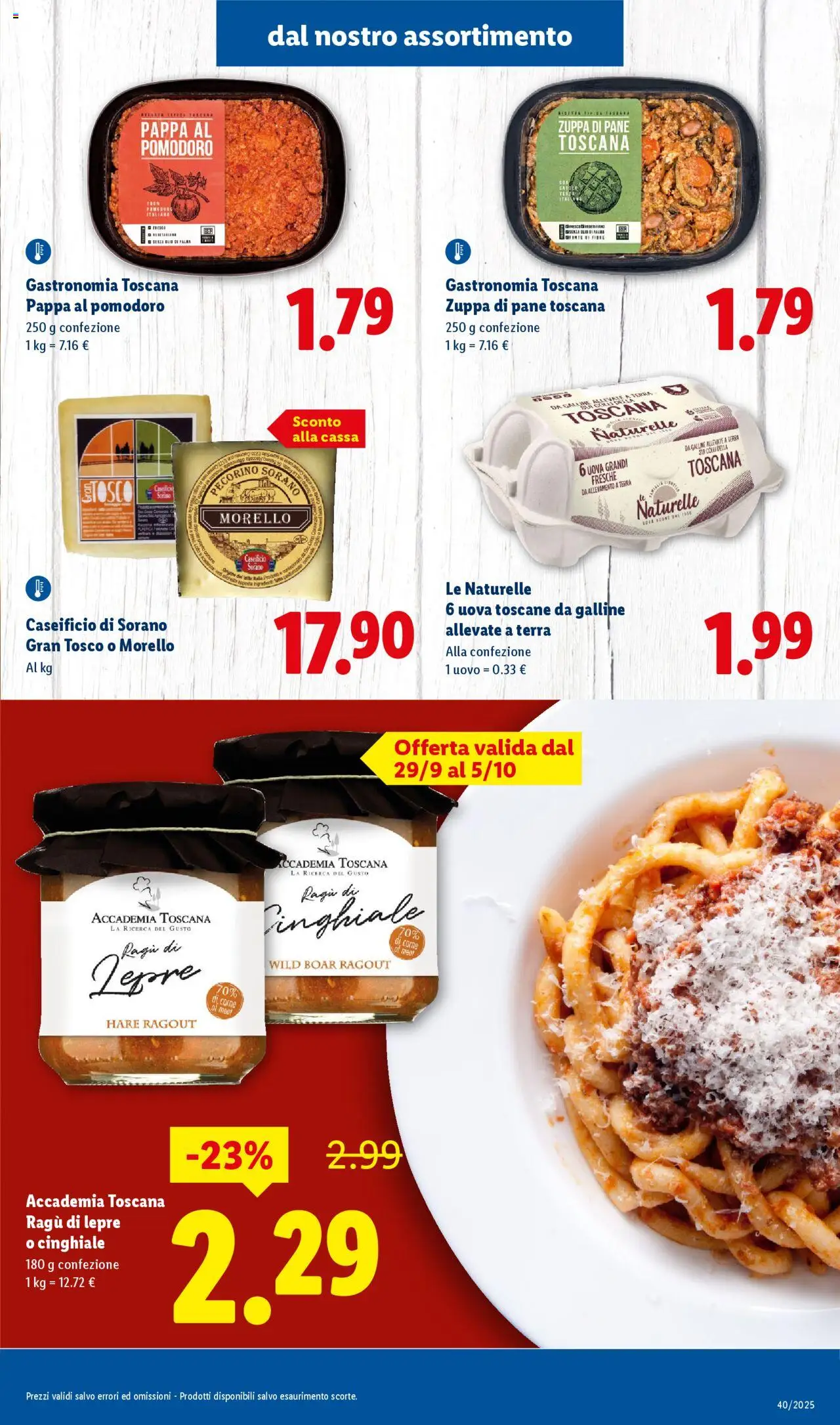 Volantino Lidl del 29.09.2025 | Pagina: 5 | Prodotti: Uova, Pomodoro, Ragú, Terra