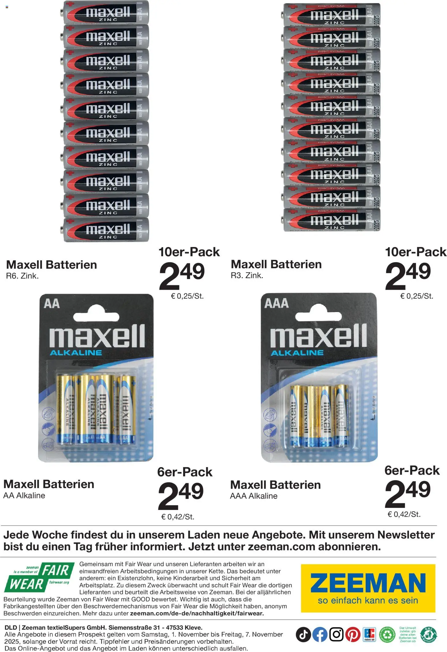Zeeman Prospekt – gültig ab 01.11.2025 | Seite: 20 | Produkte: Batterien